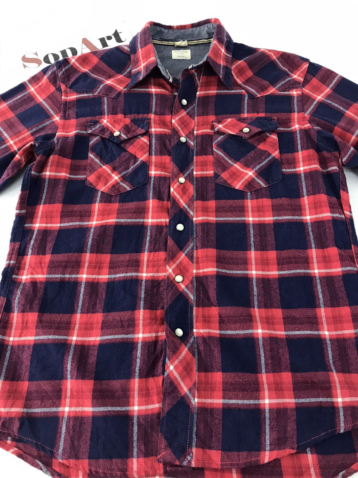 Flannel × Japanese Brand Hype Back Number Est 1980 Plaid Snap Button Style Size US M / EU 48-50 / 2 - 3 Thumbnail
