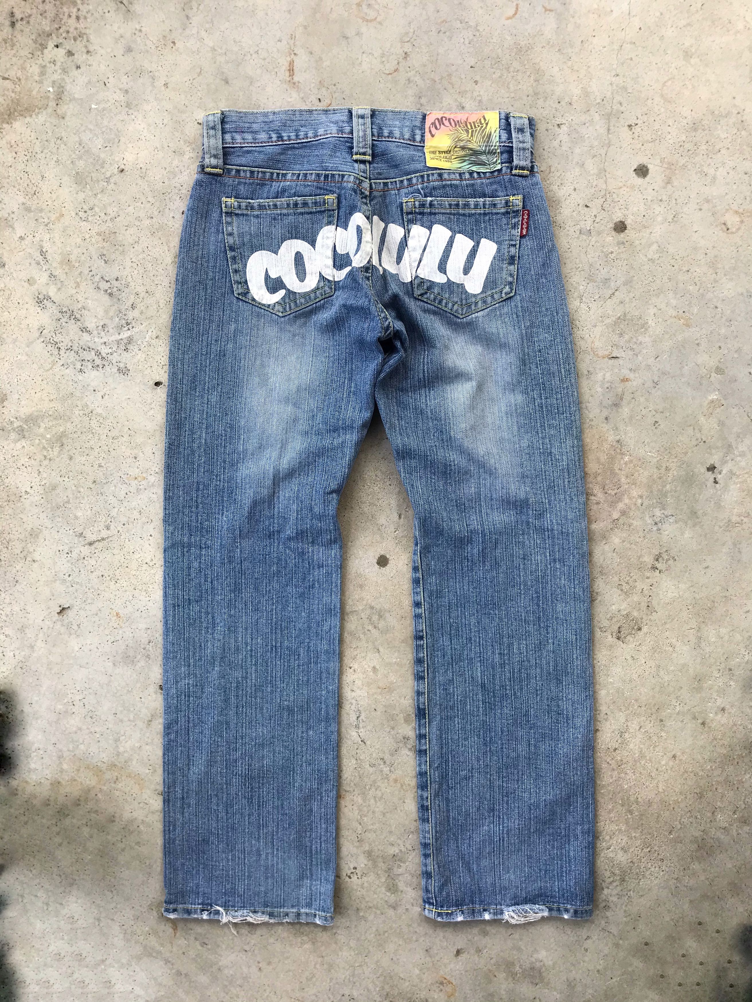 Japanese Brand Cocolulu back printed blue denim jeans Size US 28 / EU 44 - 5 Thumbnail