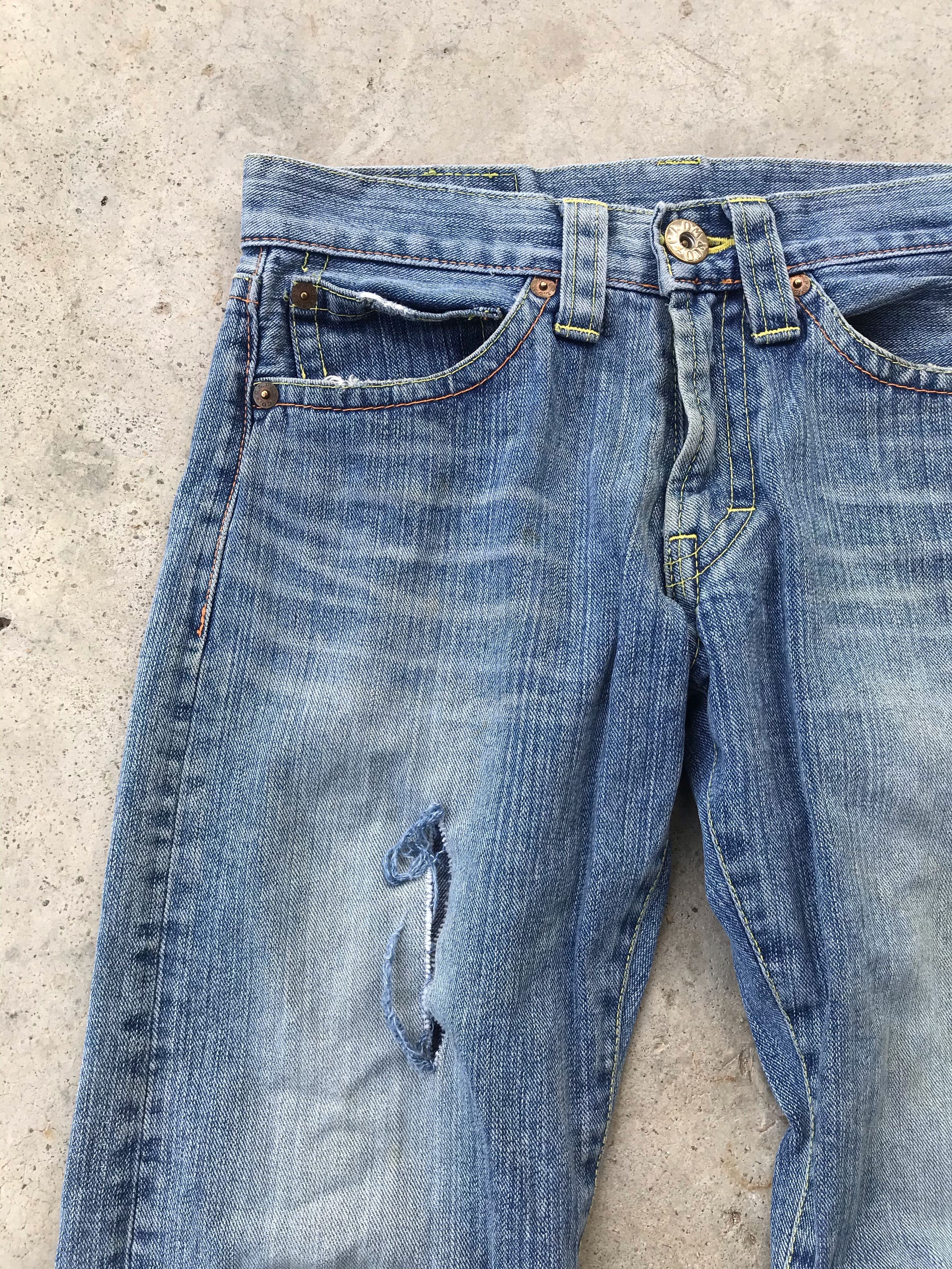 Japanese Brand Cocolulu back printed blue denim jeans Size US 28 / EU 44 - 2 Thumbnail