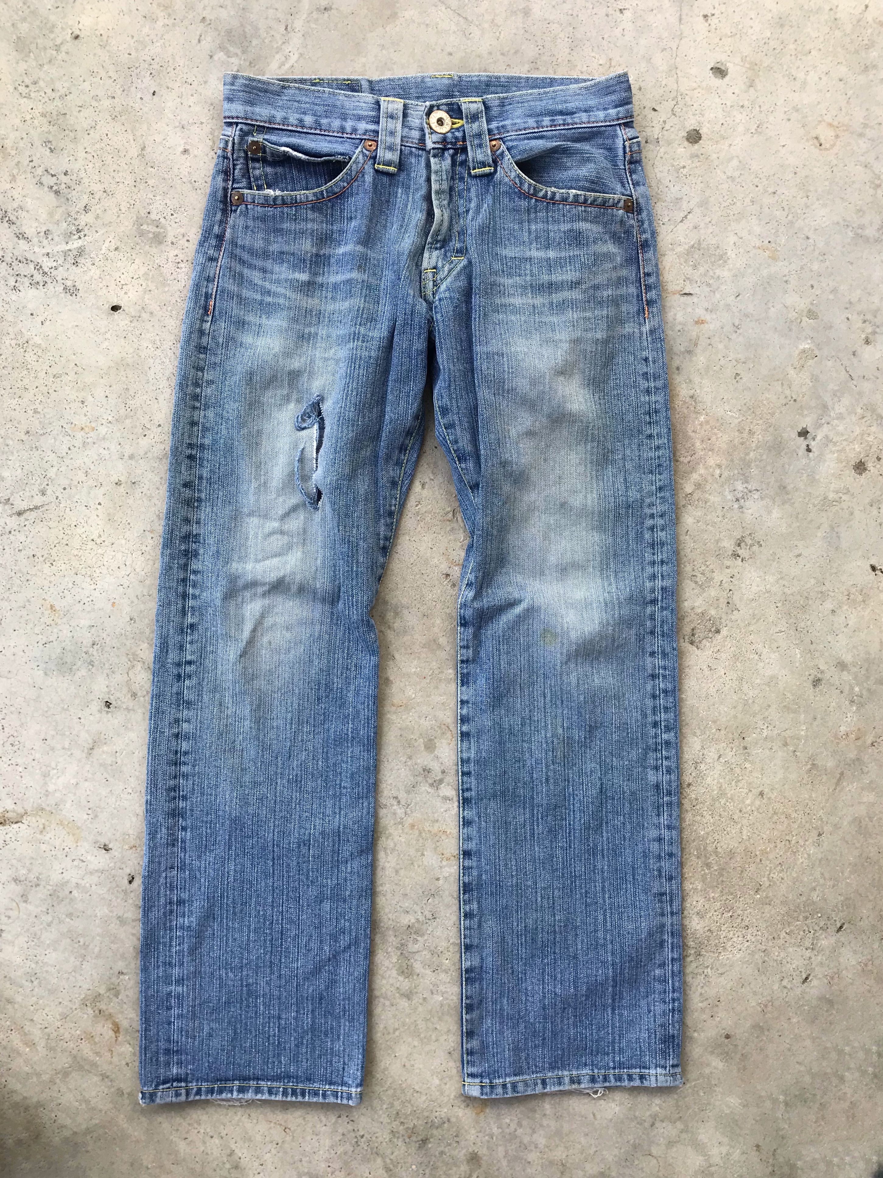 Japanese Brand Cocolulu back printed blue denim jeans Size US 28 / EU 44 - 1 Thumbnail