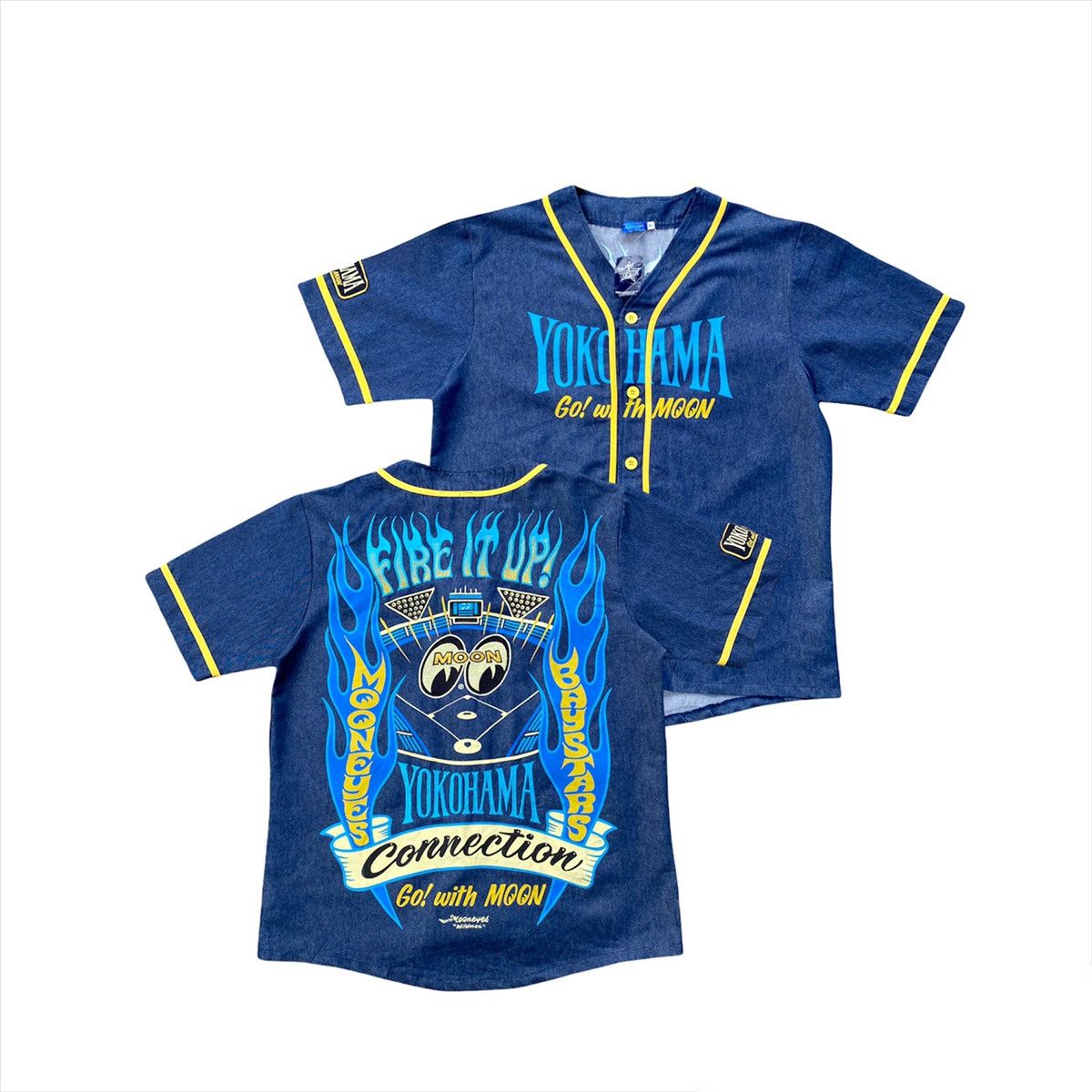 Japanese Brand × MLB ALL OVER PRINTED EMBROIDERED MOON EYES DISTRESSED DENIM Size US L / EU 52-54 / 3 - 1 Thumbnail