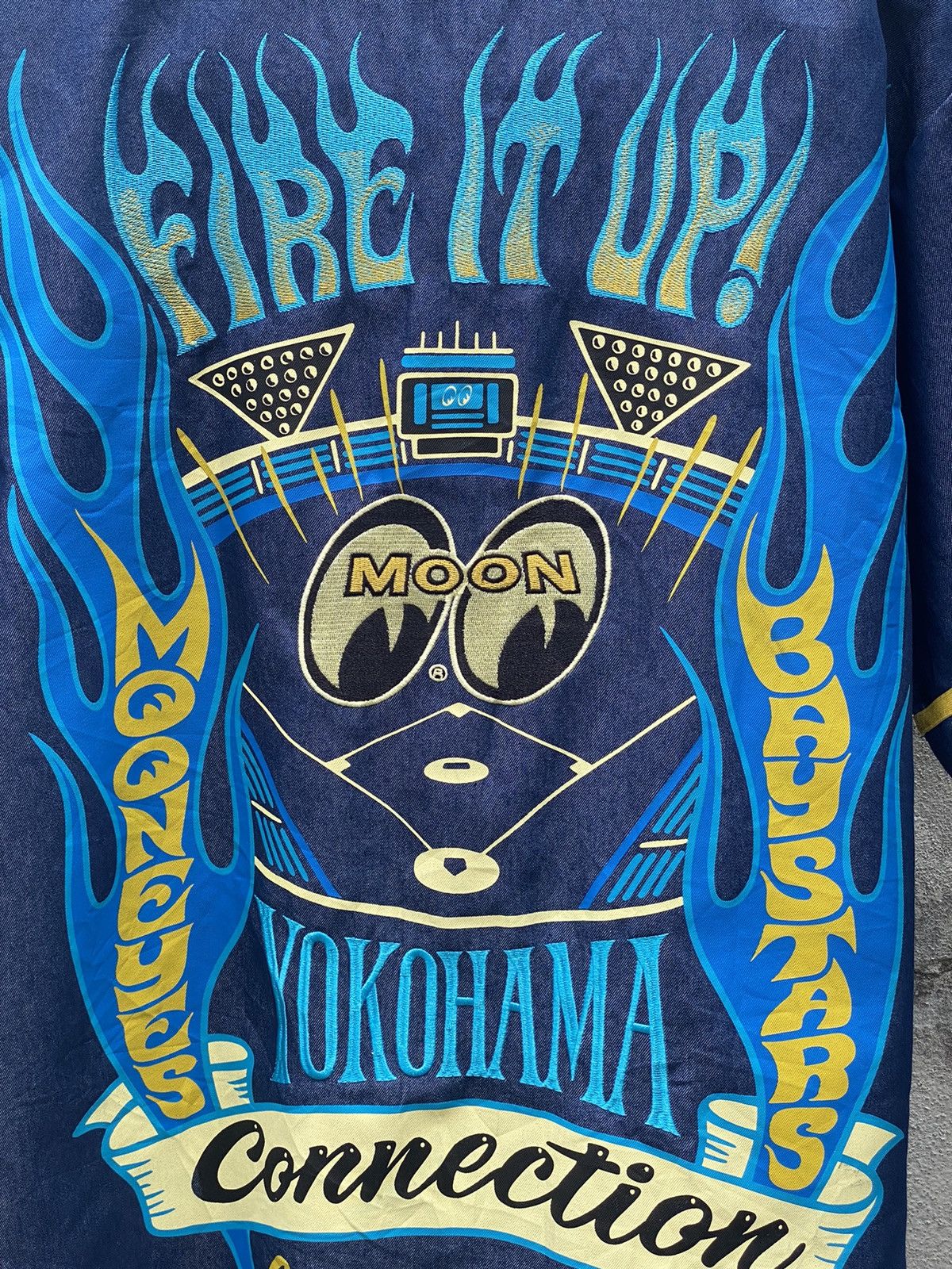 Japanese Brand × MLB ALL OVER PRINTED EMBROIDERED MOON EYES DISTRESSED DENIM Size US L / EU 52-54 / 3 - 8 Thumbnail