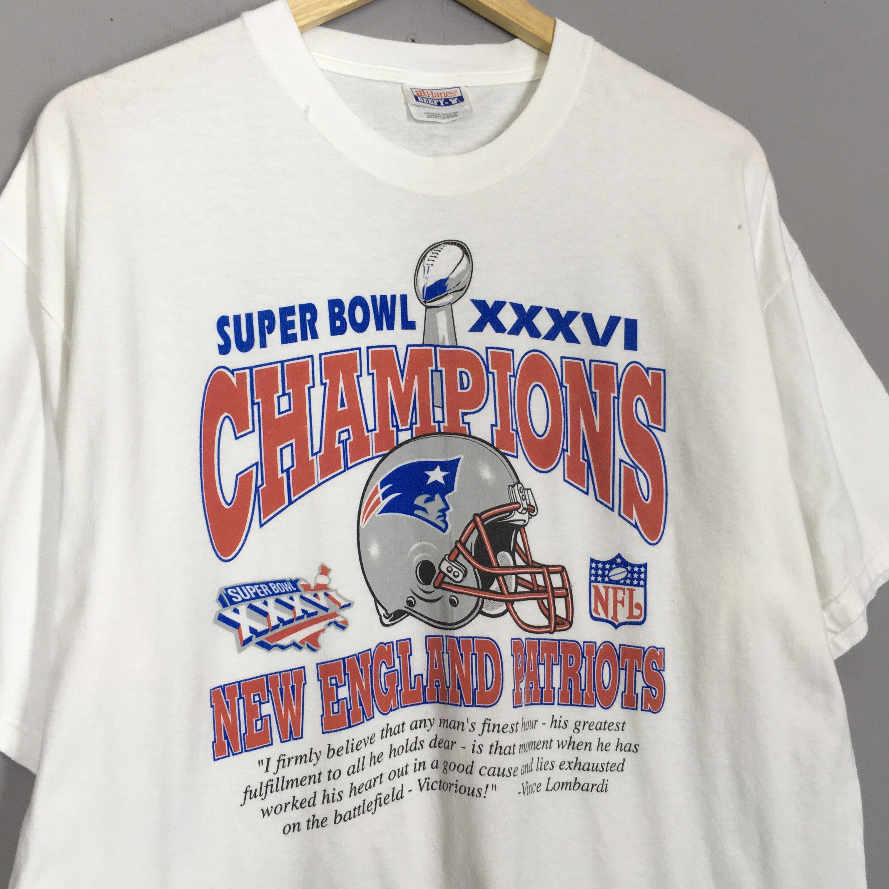 Hanes × NFL × Vintage Vintage Y2K New England Patriots Nfl White T Shirt Size US L / EU 52-54 / 3 - 3 Thumbnail