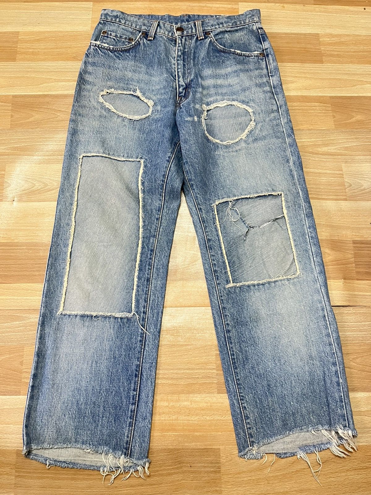 Vintage BIG JOHN Patchwork Denim Streetwear Denim Distreesed