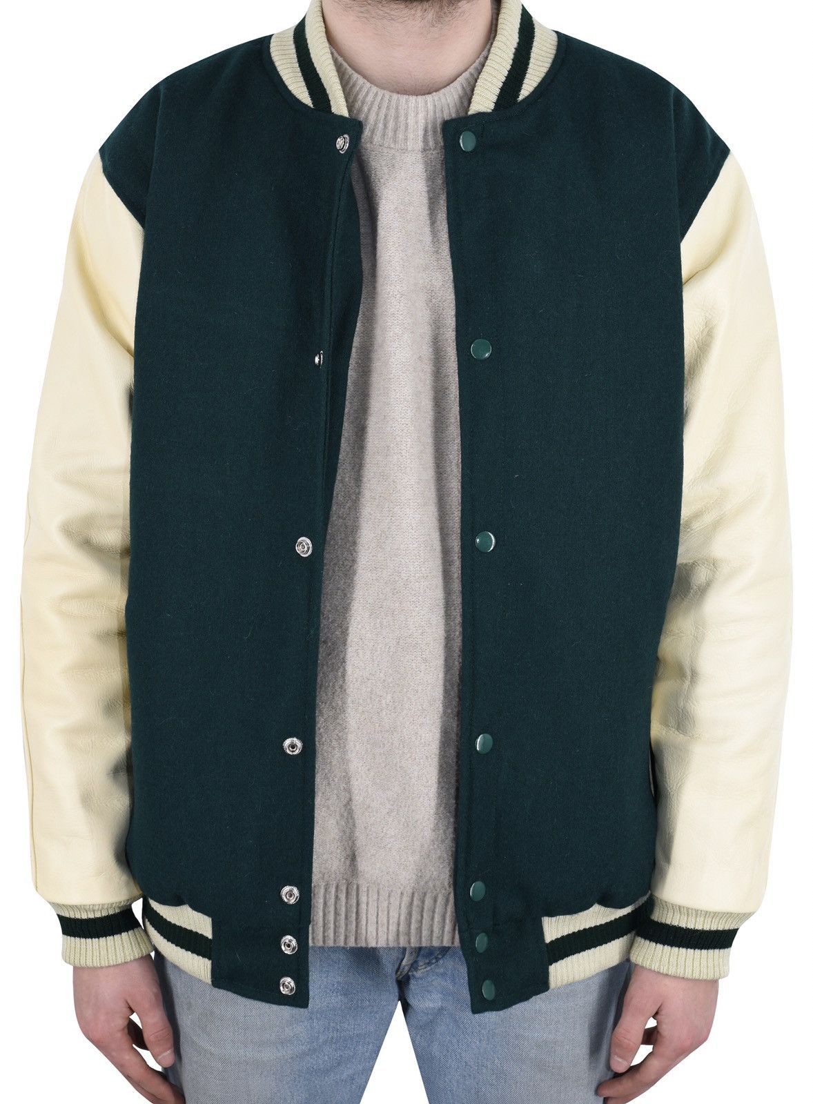 Vintage Varsity Jacket Forest Green Size US S / EU 44-46 / 1 - 1 Thumbnail