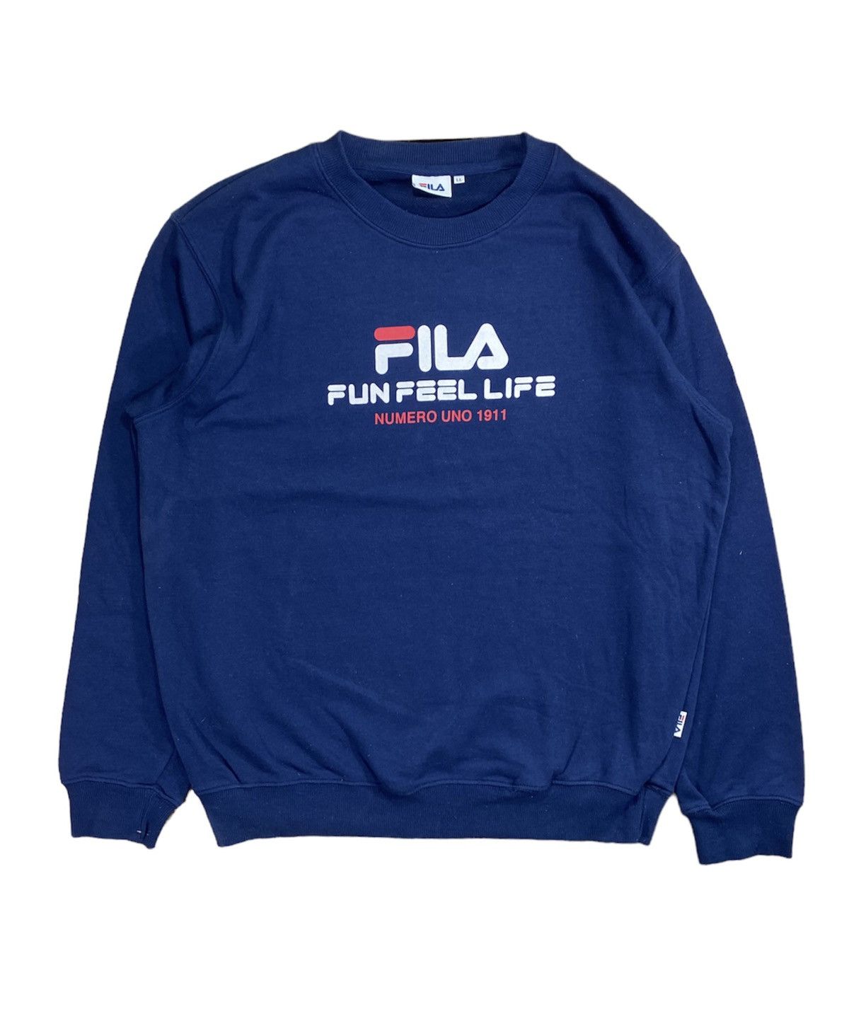 Fila × Vintage Vintage 90s Fila Big Logo Sweatshirt Numero Uno 1911 size L Size US L / EU 52-54 / 3 - 1 Thumbnail