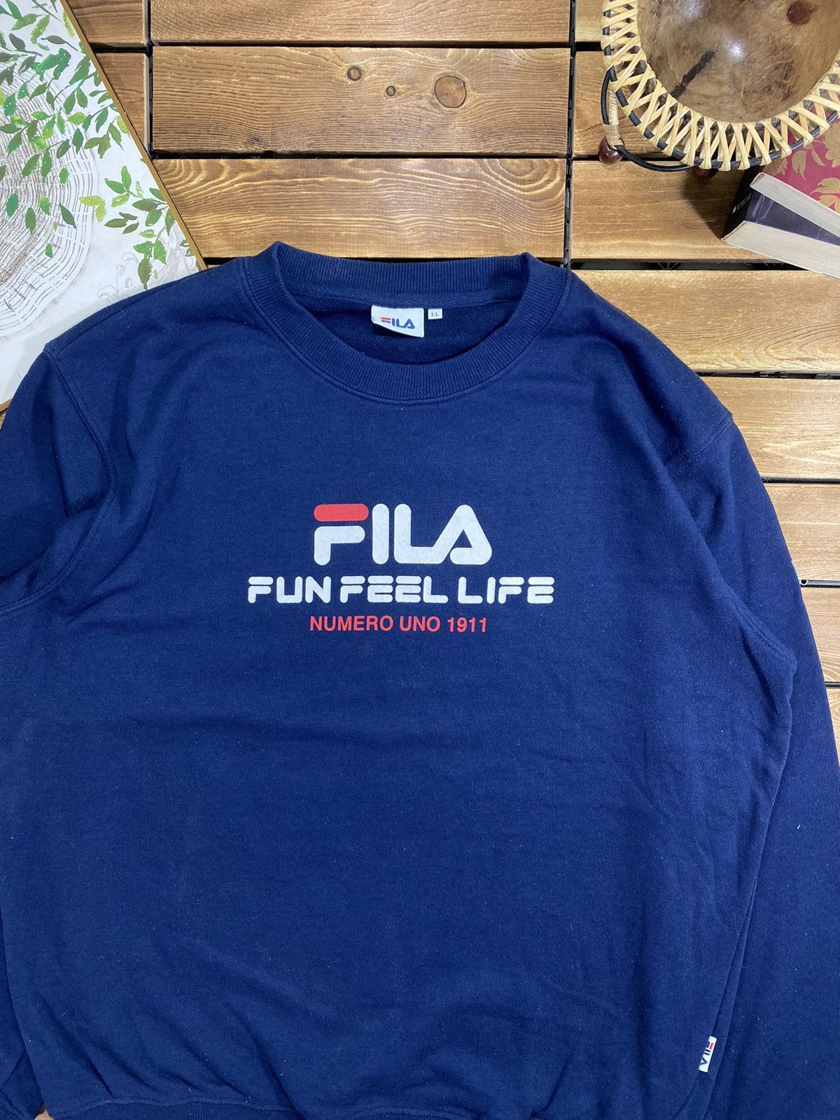Fila × Vintage Vintage 90s Fila Big Logo Sweatshirt Numero Uno 1911 size L Size US L / EU 52-54 / 3 - 6 Thumbnail