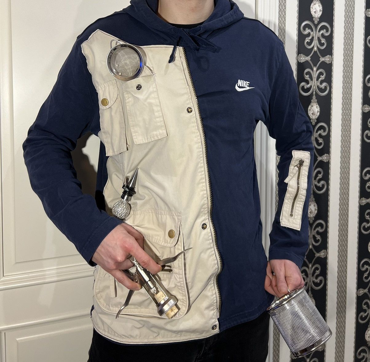 Nike Nike custom sweatshirt vest handmade patchwork 90s Size US L / EU 52-54 / 3 - 2 Thumbnail