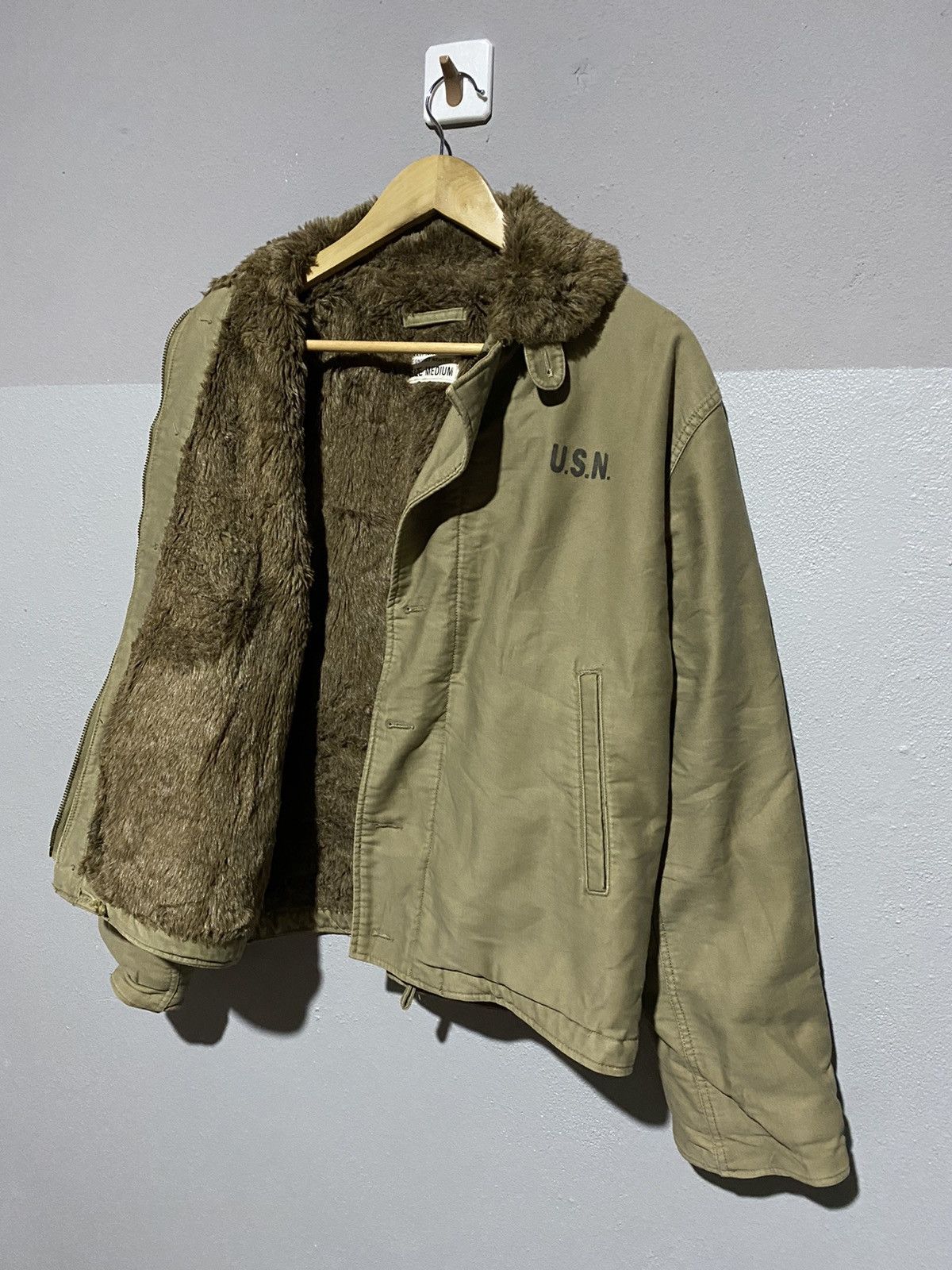 Vintage U.S. Navy N-1 Deck Jacket Olive Green Military Coat
