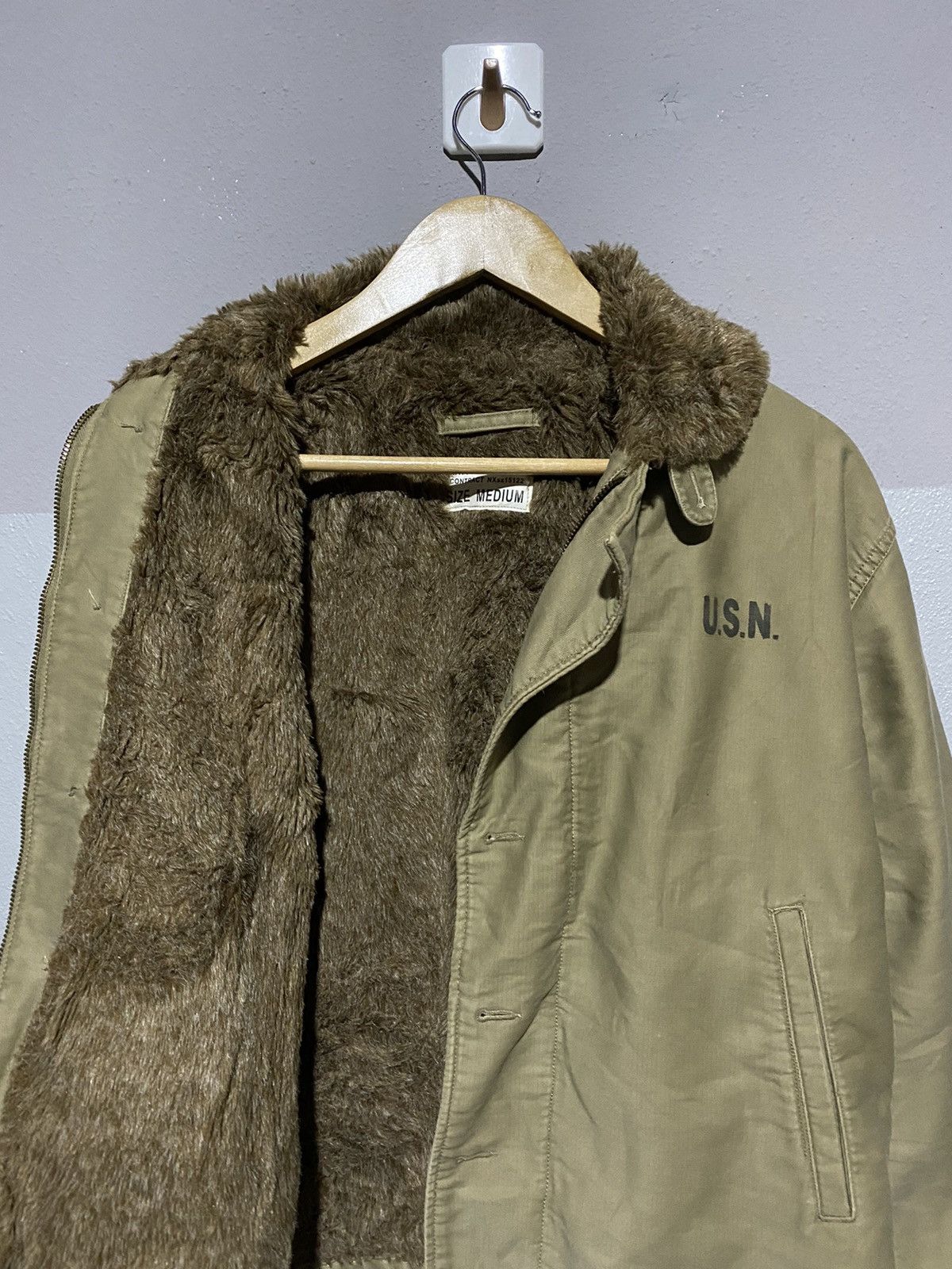 Vintage U.S. Navy N-1 Deck Jacket Olive Green Military Coat
