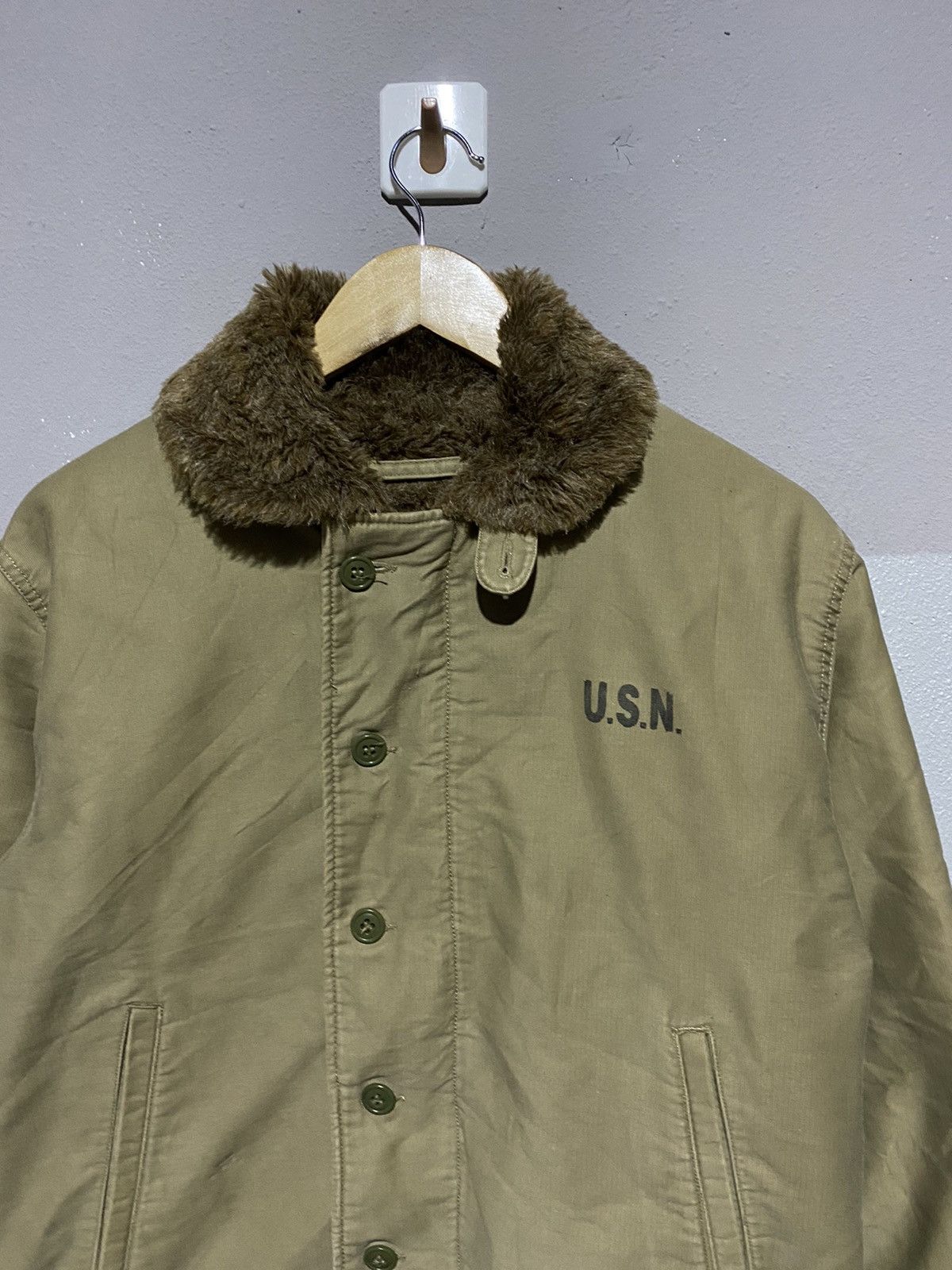 Vintage U.S. Navy N-1 Deck Jacket Olive Green Military Coat