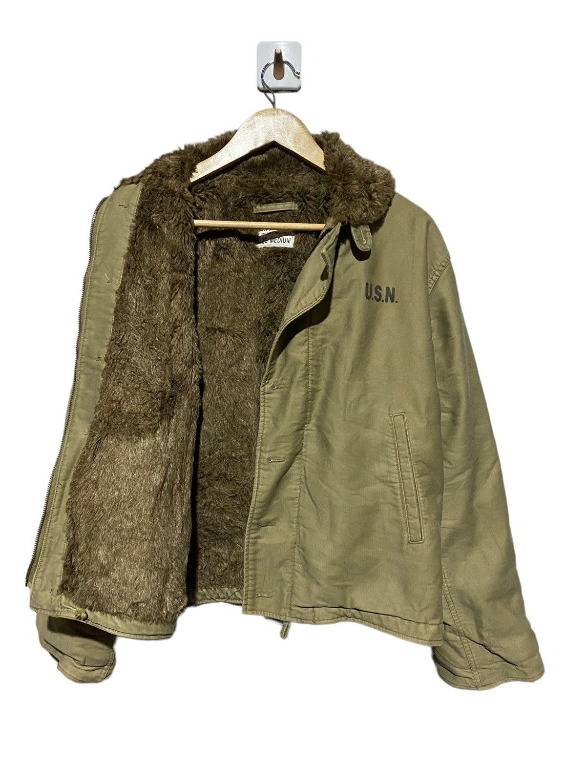 Vintage U.S. Navy N-1 Deck Jacket Olive Green Military Coat