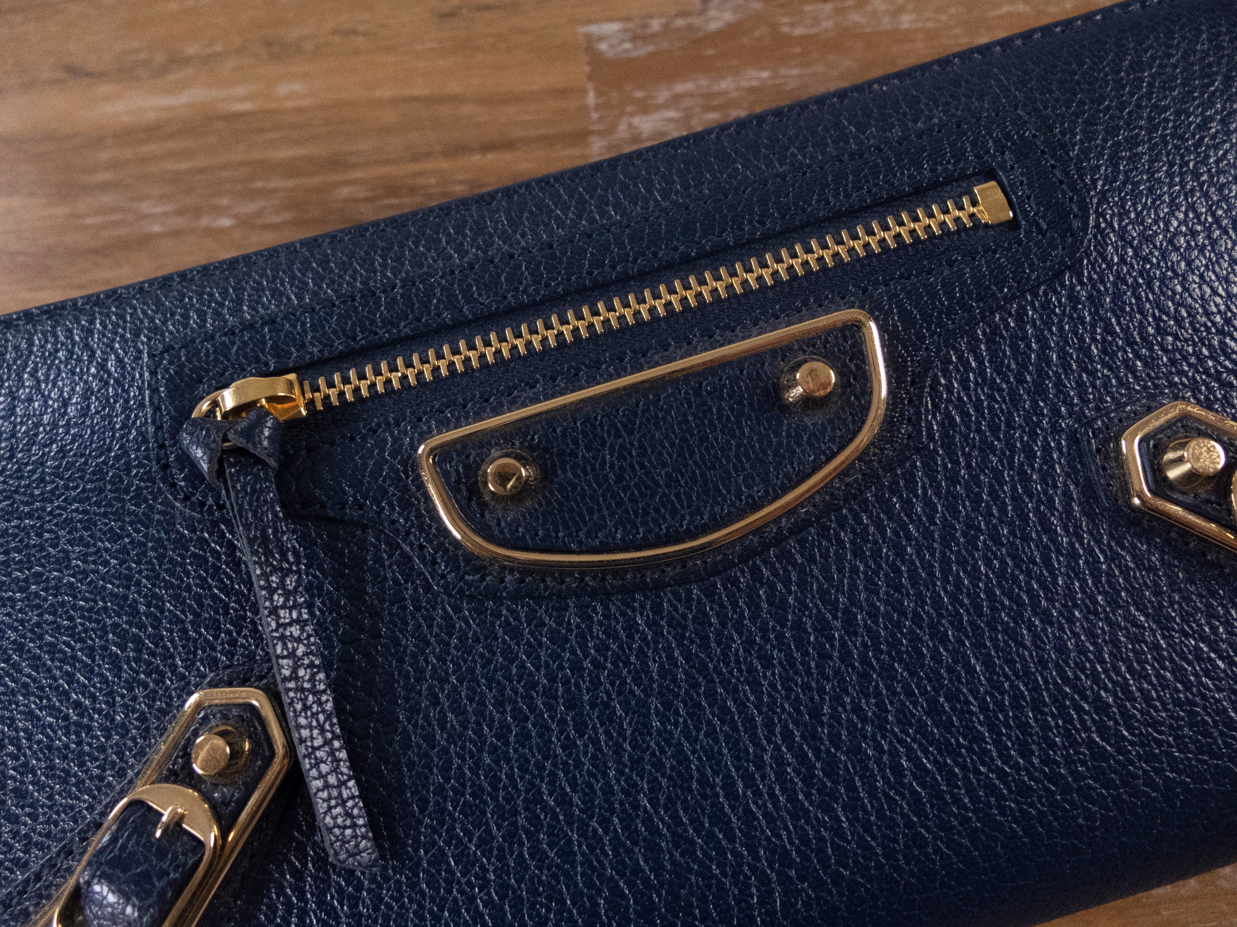 Balenciaga BALENCIAGA navy blue City Moto leather continental wallet Size ONE SIZE - 2 Thumbnail