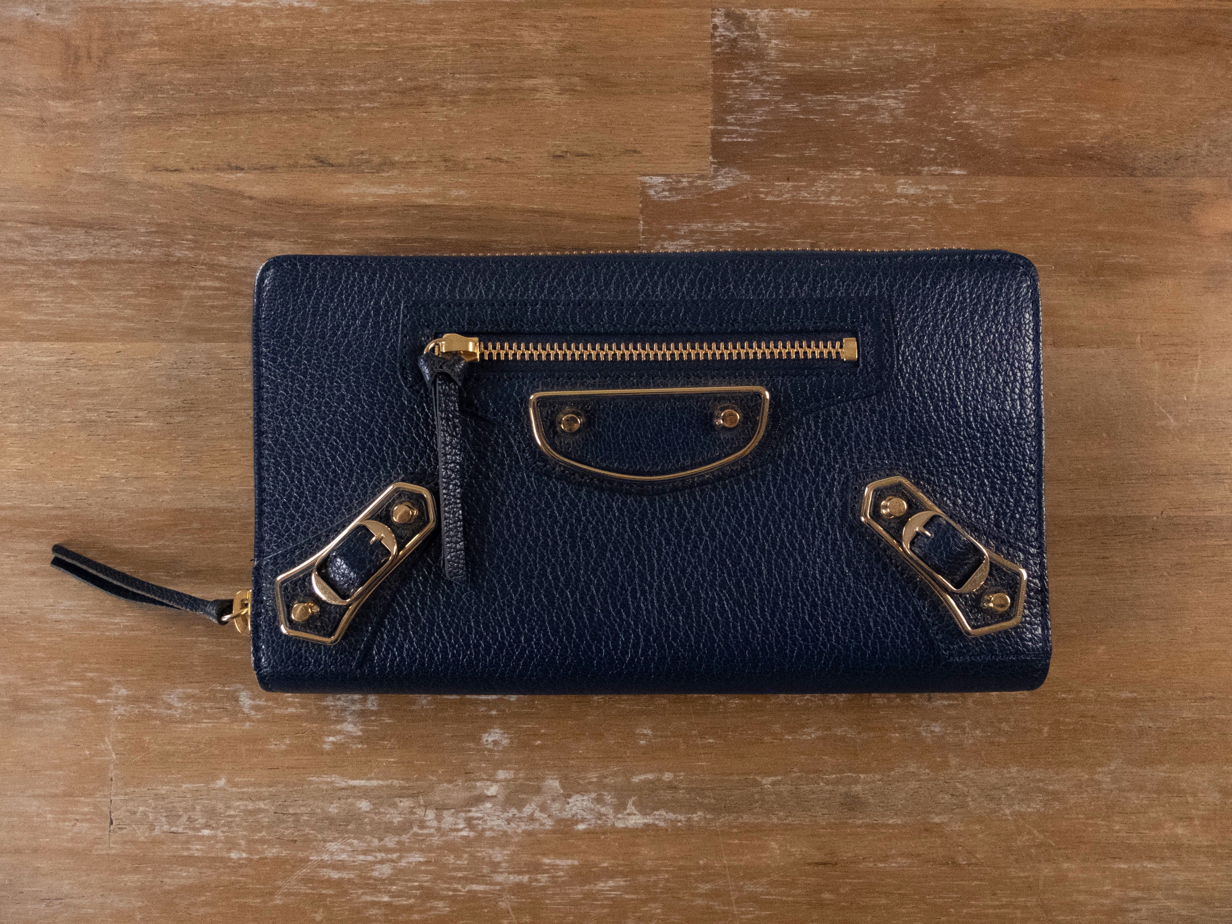 Balenciaga BALENCIAGA navy blue City Moto leather continental wallet Size ONE SIZE - 1 Thumbnail
