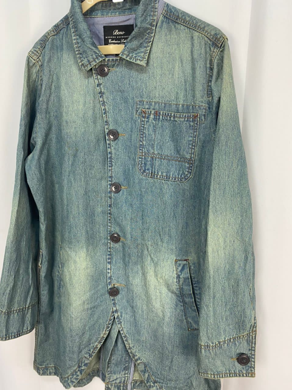 Japanese Brand Beno button up distressed denim parkas jacket Size US M / EU 48-50 / 2 - 3 Thumbnail