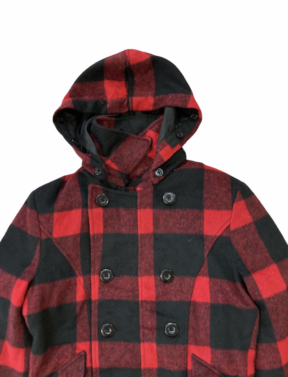 PPFM PPFM CHECK PLAID PEA COAT JACKET WITH HOODIE Size US S / EU 44-46 / 1 - 4 Thumbnail