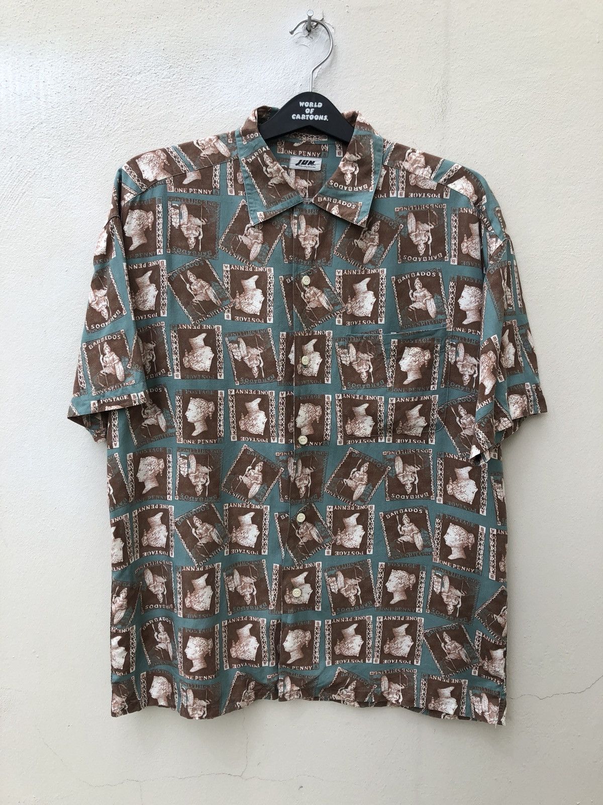 Vintage Vtg 80s 90s Junmen Japan Open Collar Statue Rayon Shirt Size US L / EU 52-54 / 3 - 1 Thumbnail