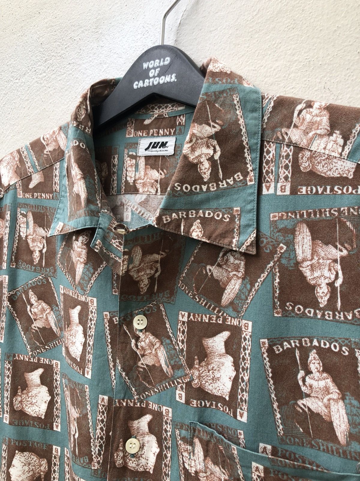 Vintage Vtg 80s 90s Junmen Japan Open Collar Statue Rayon Shirt Size US L / EU 52-54 / 3 - 7 Thumbnail