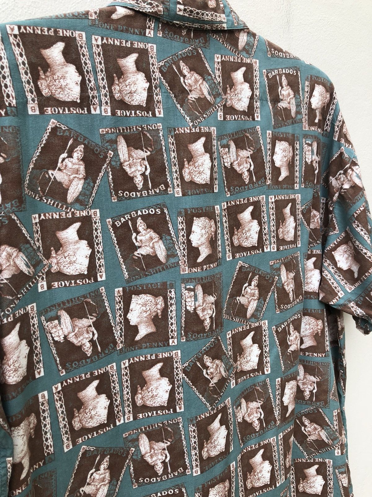 Vintage Vtg 80s 90s Junmen Japan Open Collar Statue Rayon Shirt Size US L / EU 52-54 / 3 - 9 Thumbnail