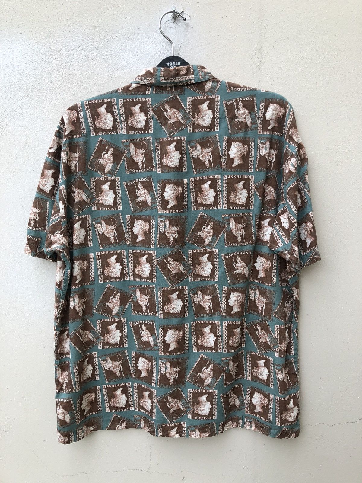 Vintage Vtg 80s 90s Junmen Japan Open Collar Statue Rayon Shirt Size US L / EU 52-54 / 3 - 8 Thumbnail