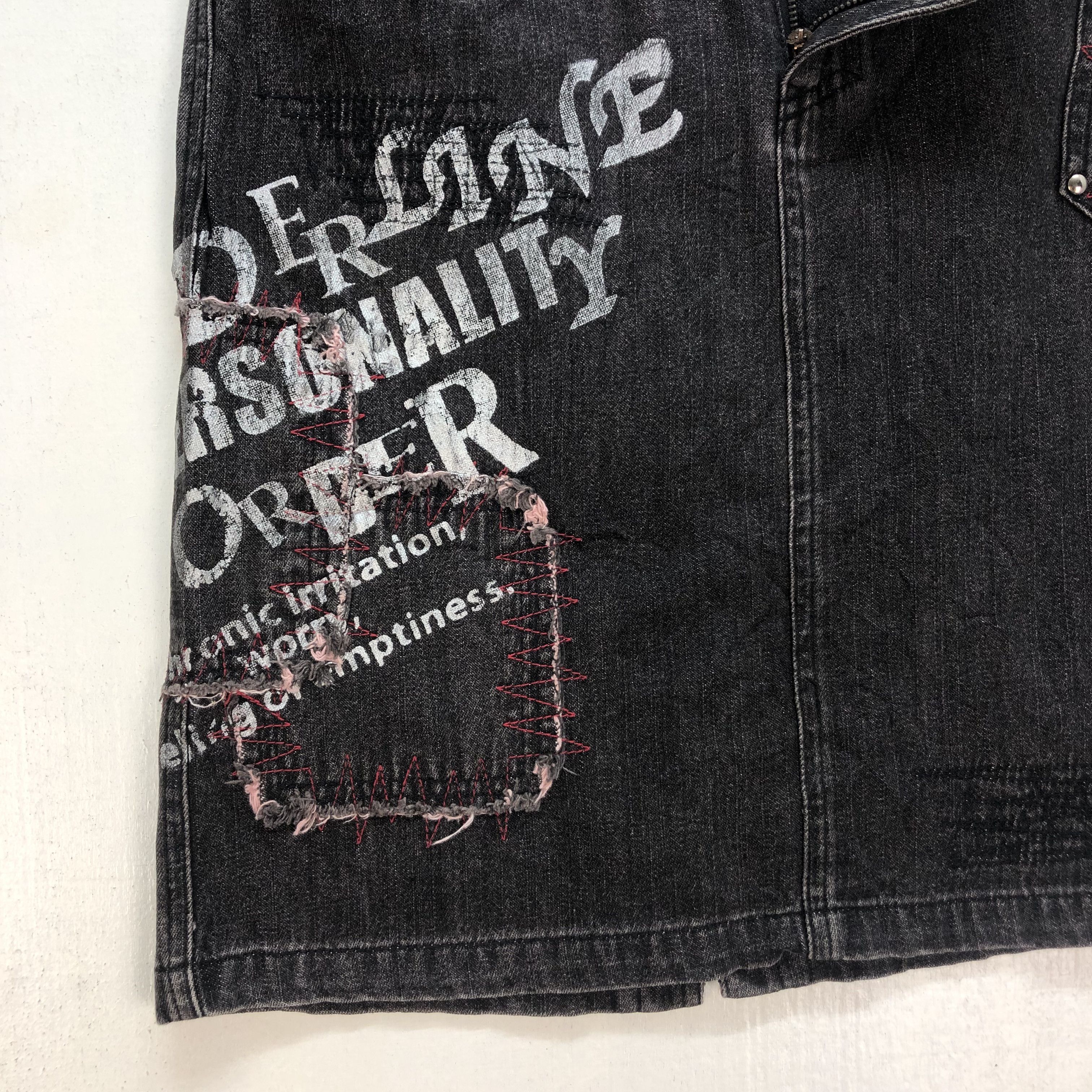 Japanese Brand BA-TSU CLUB DECONSTRUCTED JEANS MINI SKIRTS #6800-88 Size 31" - 5 Thumbnail
