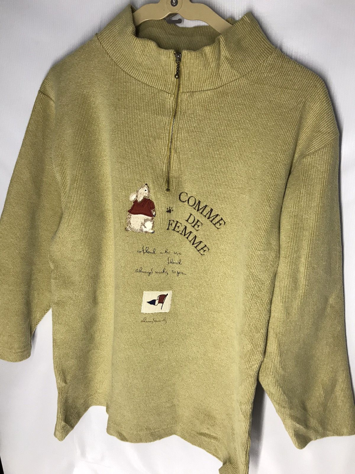 Japanese Brand Comme de famme spellout half zipper by air selection Size US M / EU 48-50 / 2 - 4 Thumbnail
