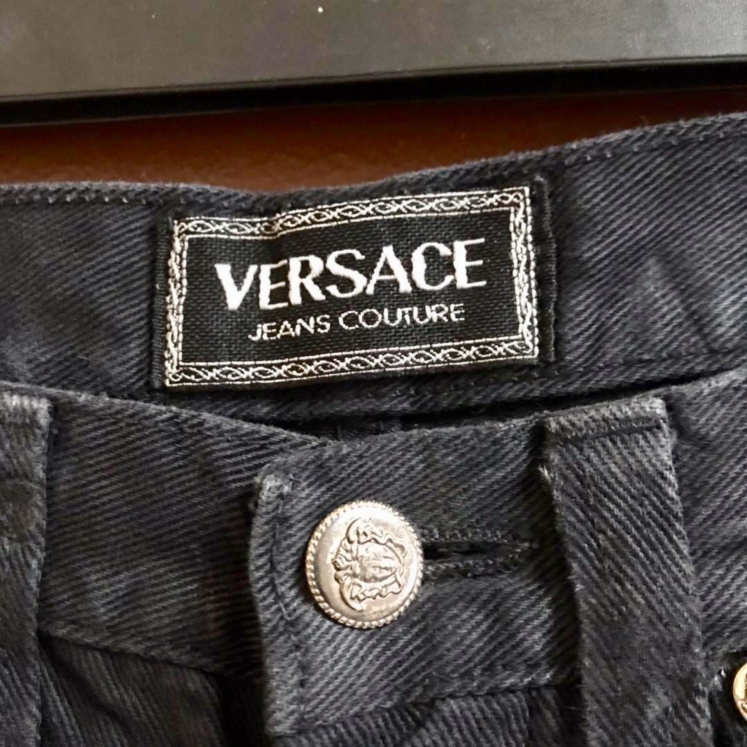 Vintage Versace Jeans Couture Brand Super Black Plaid Design