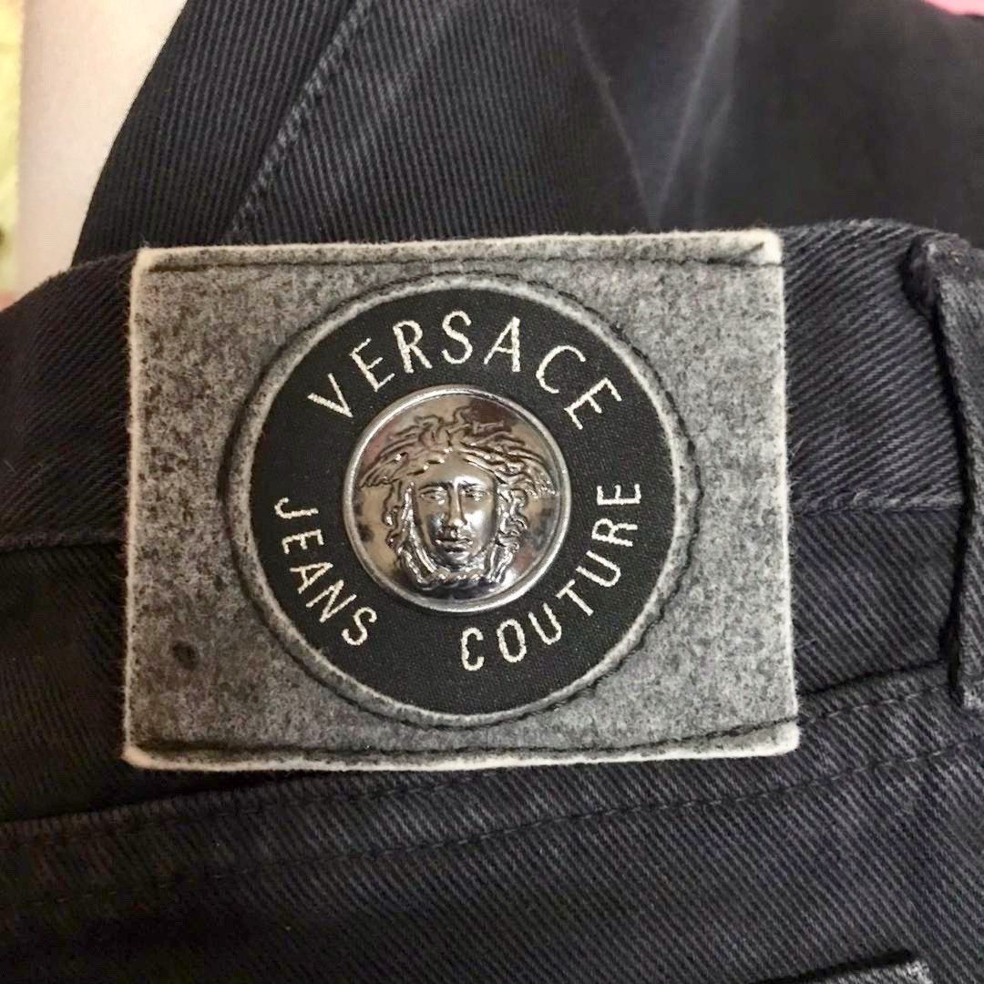 Vintage Versace Jeans Couture Brand Super Black Plaid Design