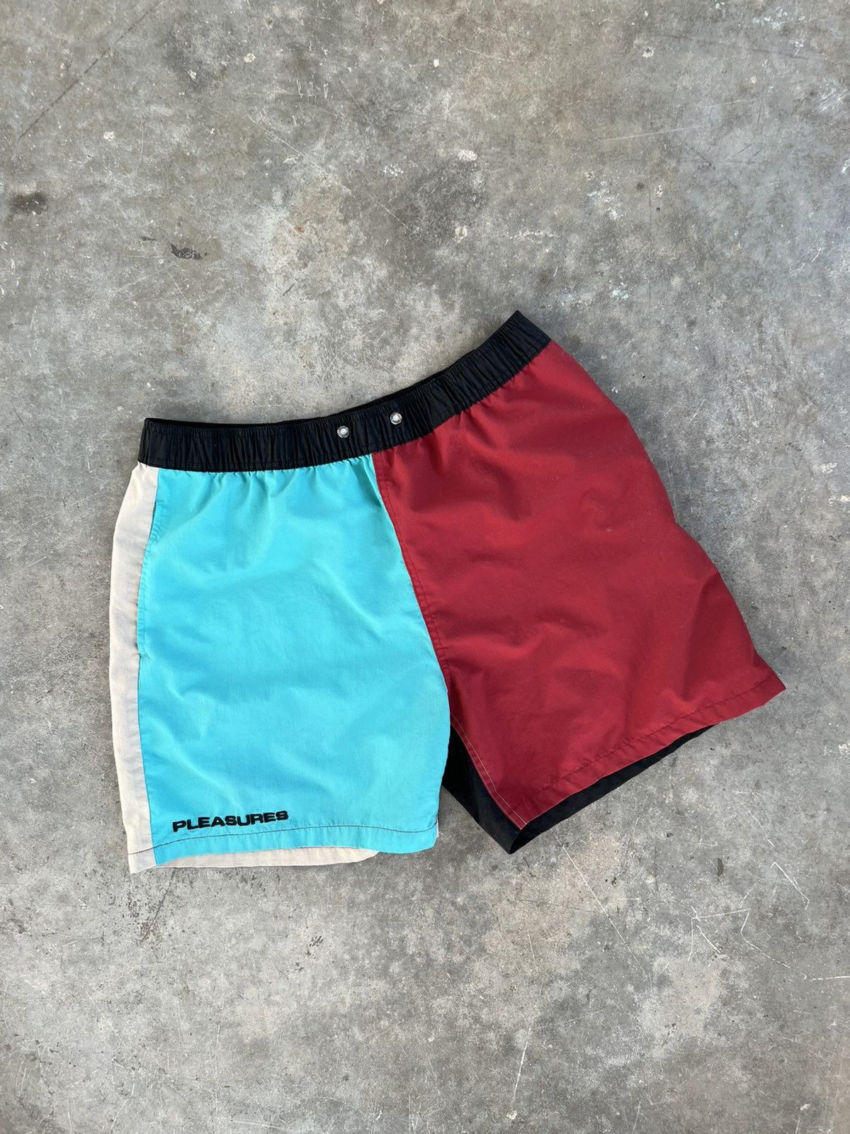 image of Pleasures Split Panel / Jester Stock Shorts Sz. Large in Black, Men's (Size 34)