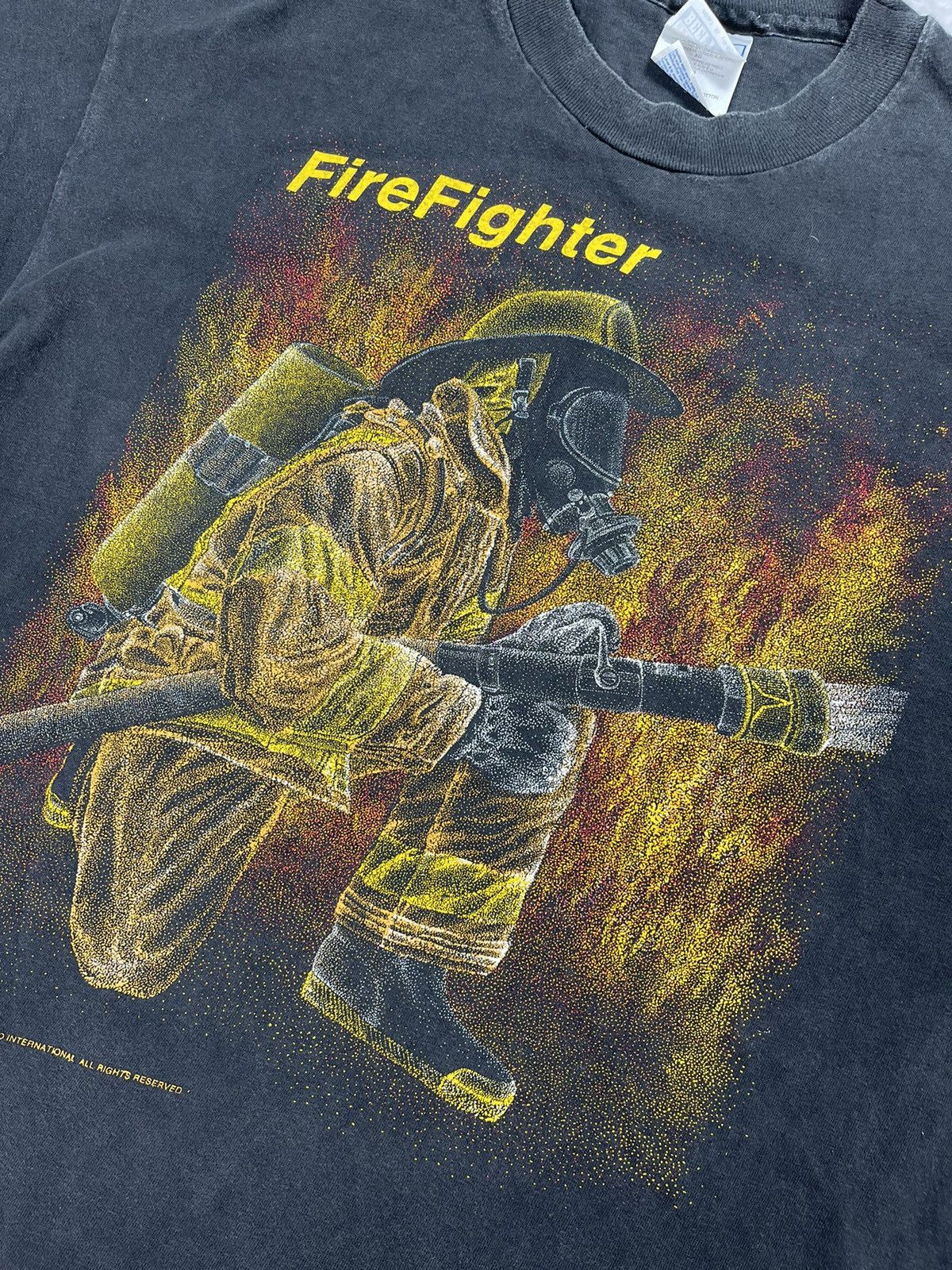 Blackbird × Vintage Vintage Firefighters Hanes tee Blackbird rare streetwear Size US XL / EU 56 / 4 - 4 Thumbnail