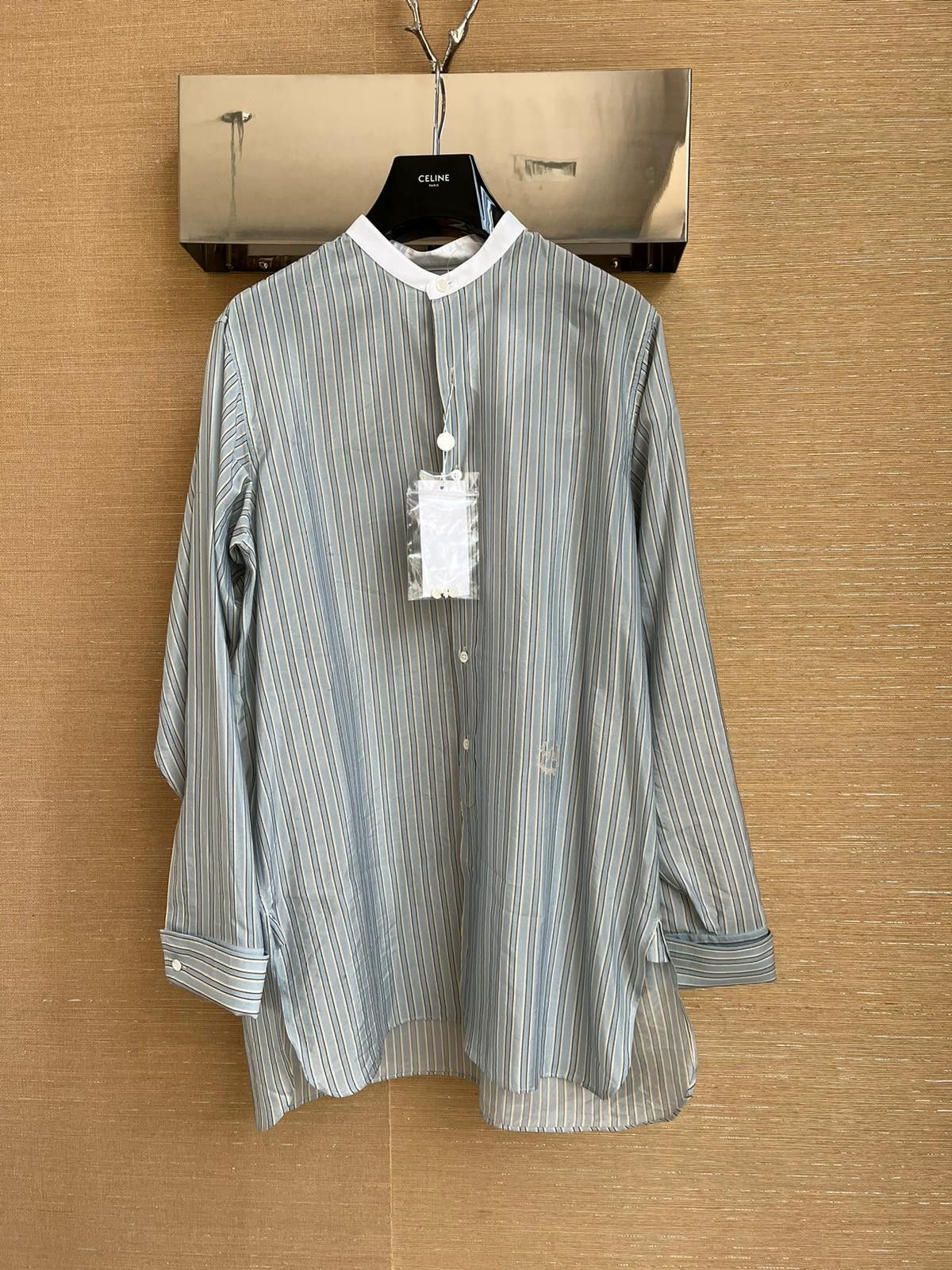 Maison Margiela Long Stripe Button up Shirt in Light Blue Color Size US L / EU 52-54 / 3 - 1 Thumbnail