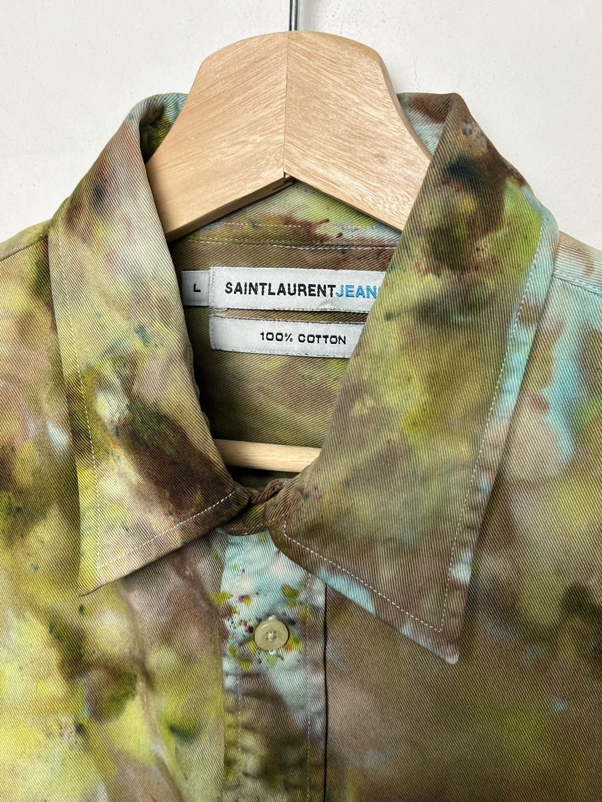 Yves Saint Laurent Yves Saint Laurent tie dye camo mold solid shirt Size US L / EU 52-54 / 3 - 4 Thumbnail