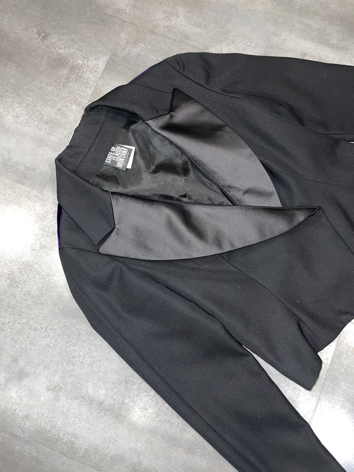 Claude Montana Archive Claude Montana Violet Velour Black Blazer Size XL / US 12-14 / IT 48-50 - 6 Thumbnail