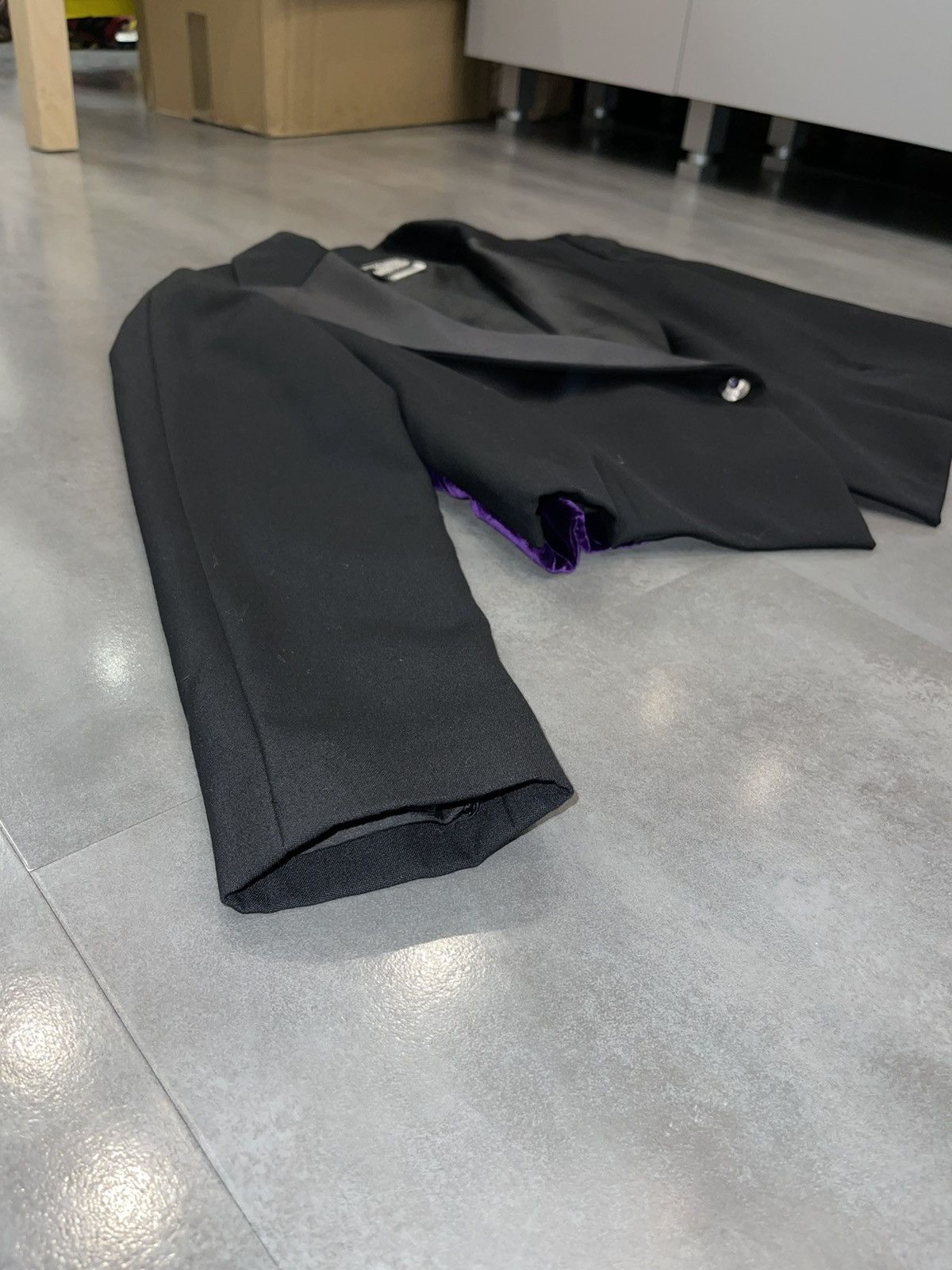 Claude Montana Archive Claude Montana Violet Velour Black Blazer Size XL / US 12-14 / IT 48-50 - 4 Thumbnail