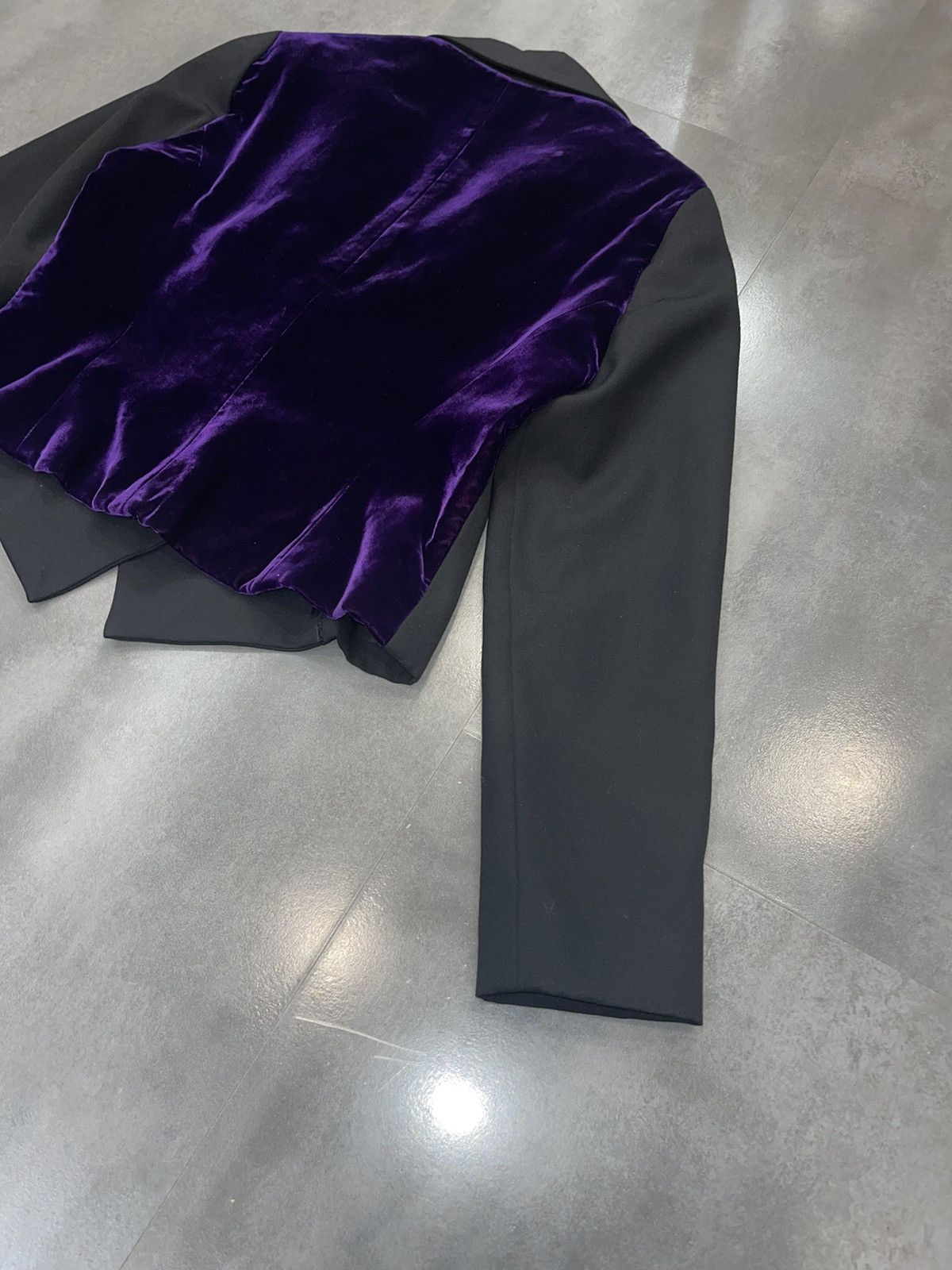 Claude Montana Archive Claude Montana Violet Velour Black Blazer Size XL / US 12-14 / IT 48-50 - 1 Thumbnail