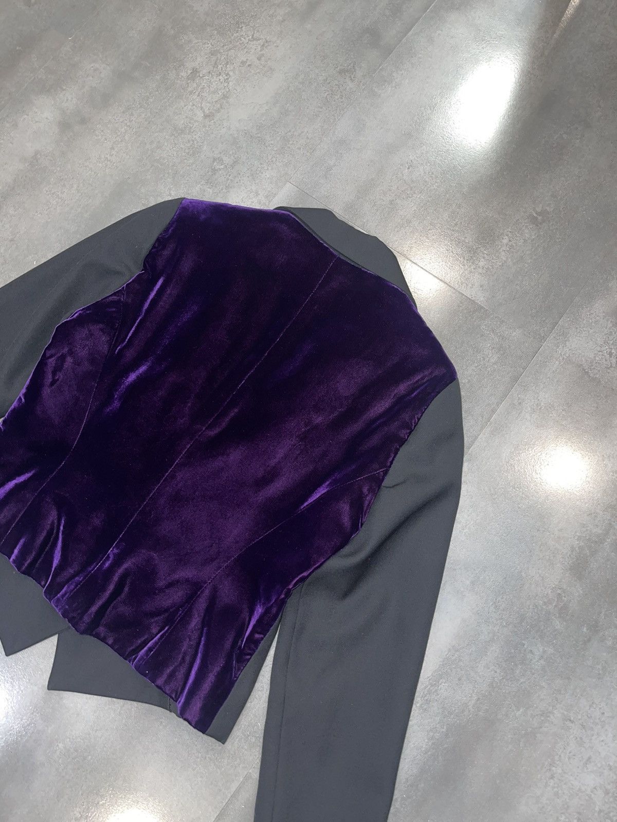 Claude Montana Archive Claude Montana Violet Velour Black Blazer Size XL / US 12-14 / IT 48-50 - 9 Thumbnail