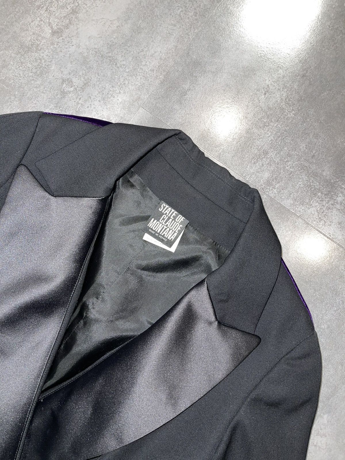 Claude Montana Archive Claude Montana Violet Velour Black Blazer Size XL / US 12-14 / IT 48-50 - 13 Thumbnail