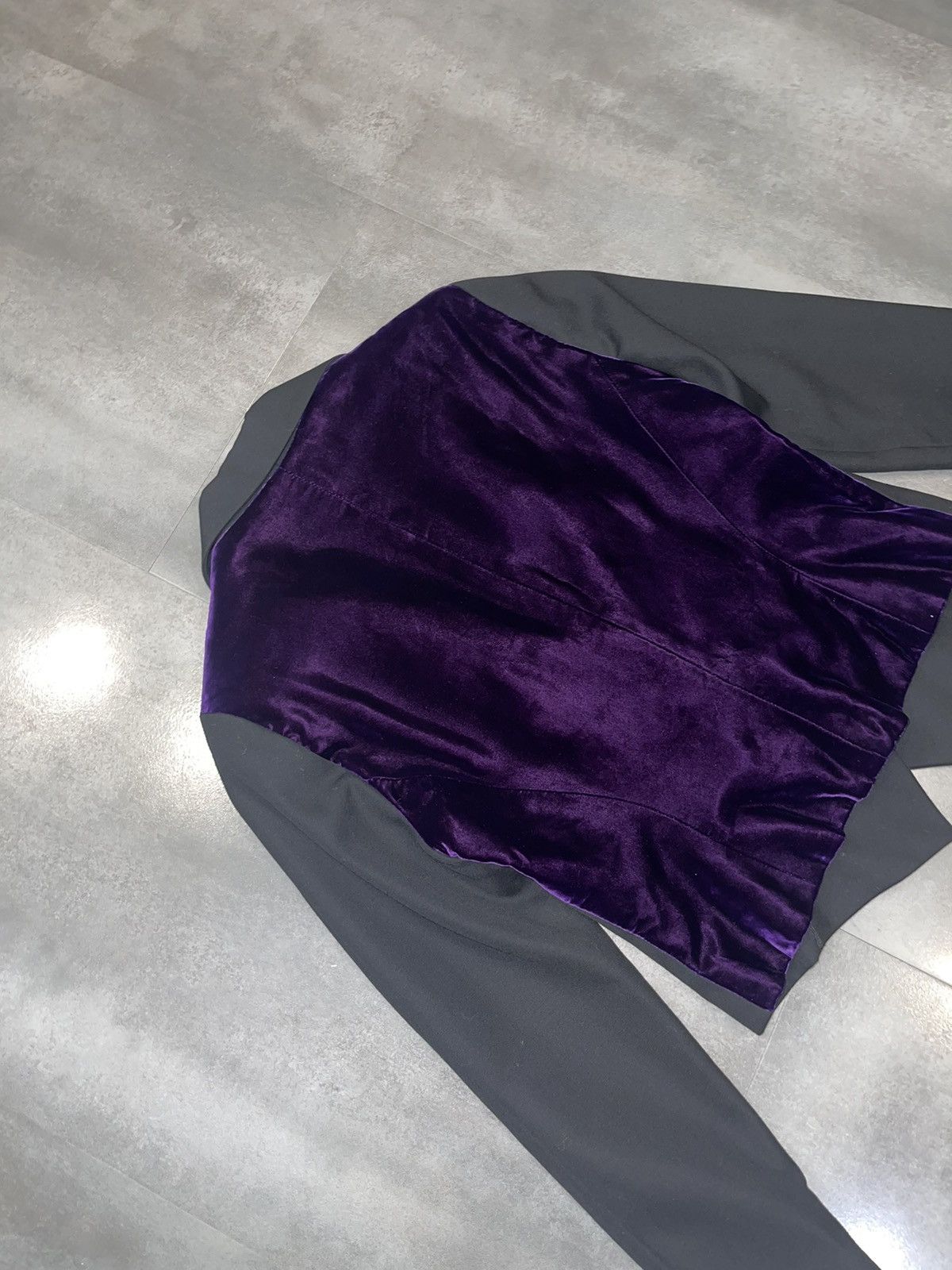 Claude Montana Archive Claude Montana Violet Velour Black Blazer Size XL / US 12-14 / IT 48-50 - 10 Thumbnail