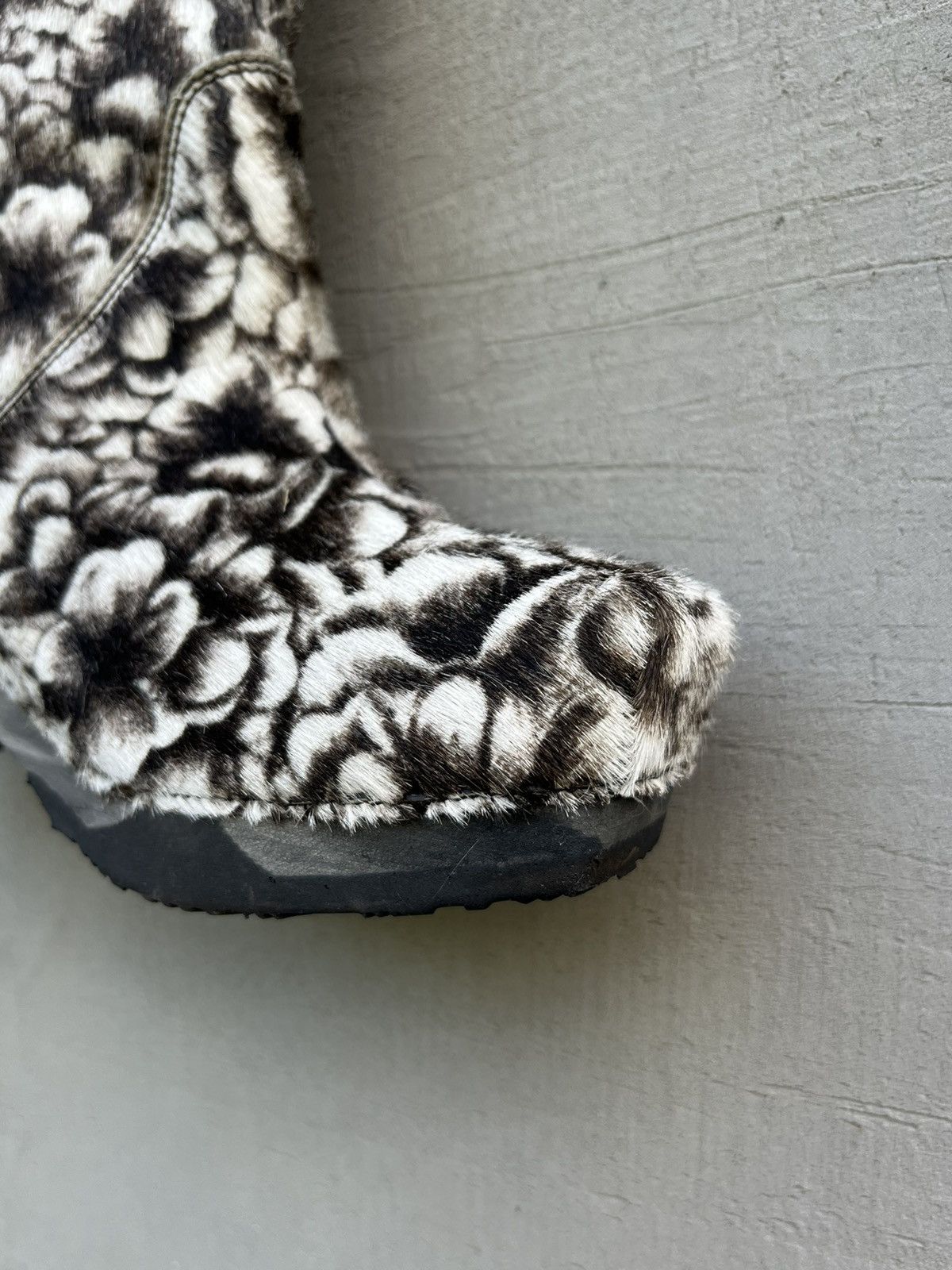 Vintage Amazing Avant Garde Fur Leather Boots Floral y2k Size US 6 / IT 36 - 10 Thumbnail
