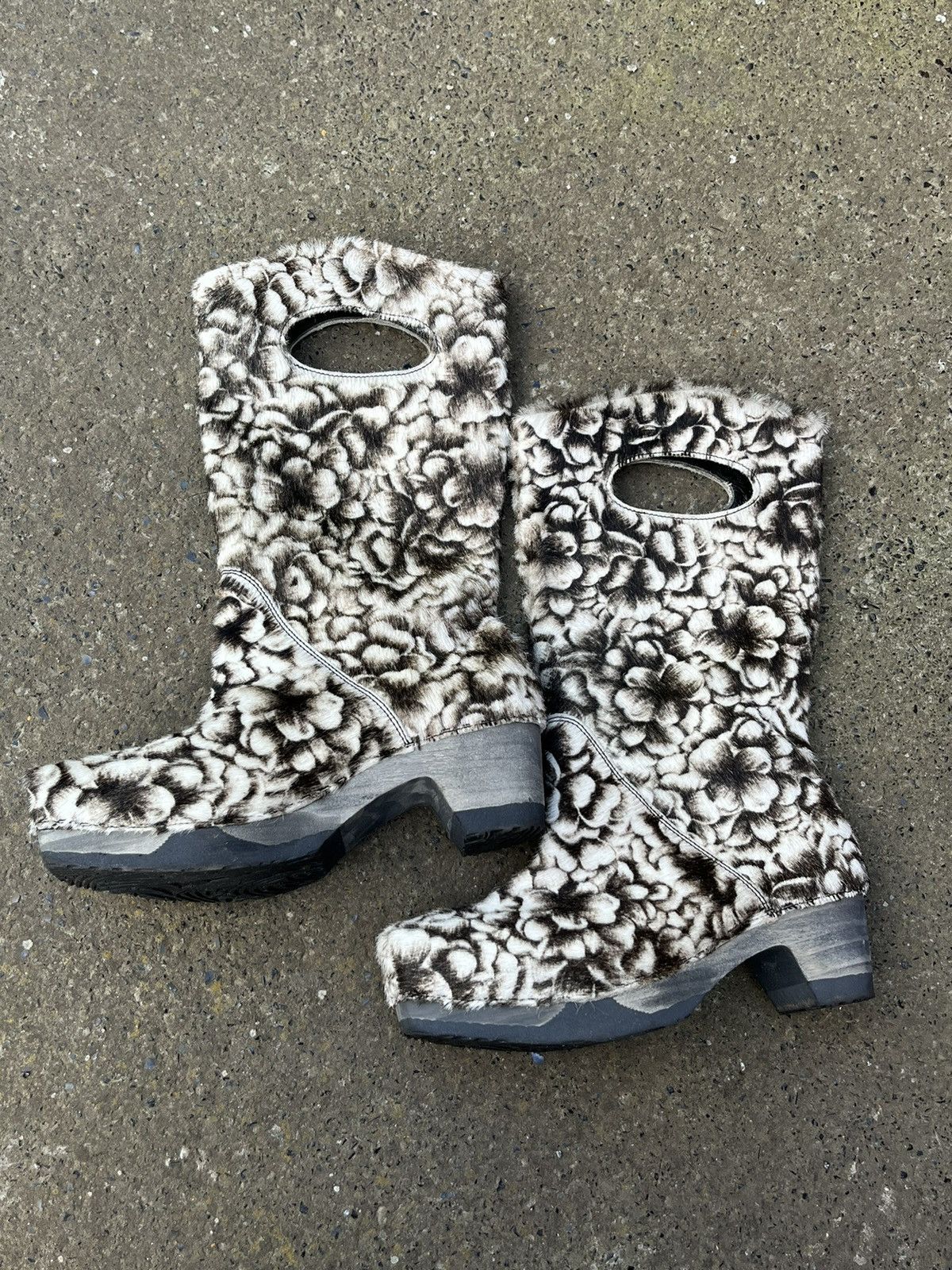 Vintage Amazing Avant Garde Fur Leather Boots Floral y2k Size US 6 / IT 36 - 2 Thumbnail