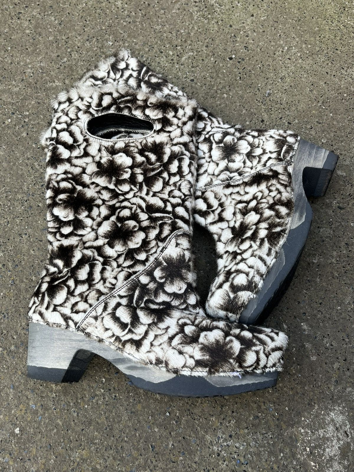 Vintage Amazing Avant Garde Fur Leather Boots Floral y2k Size US 6 / IT 36 - 4 Thumbnail