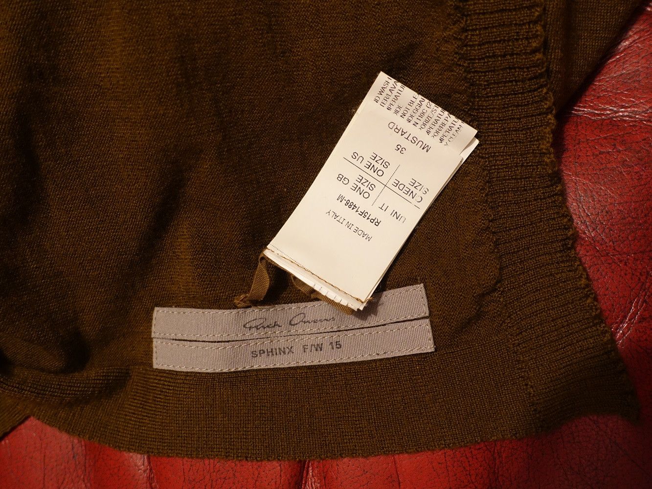 Rick Owens SPHINX MUSTARD SCARF Size ONE SIZE - 4 Thumbnail