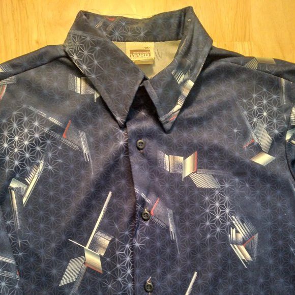 Vintage 70s Montgomery Ward Abstract Geometric Disco Shirt