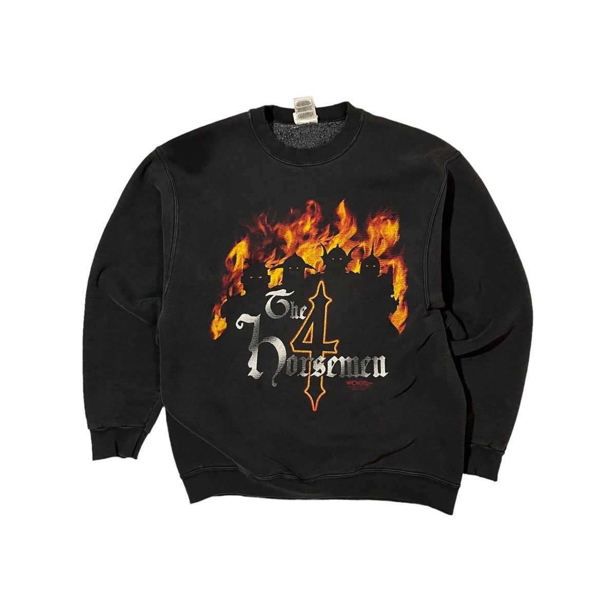 image of Fruit Of The Loom x Vintage 90's Wcw The 4 Horsemen Sweatshirt in Black, Men's (Size Medium)