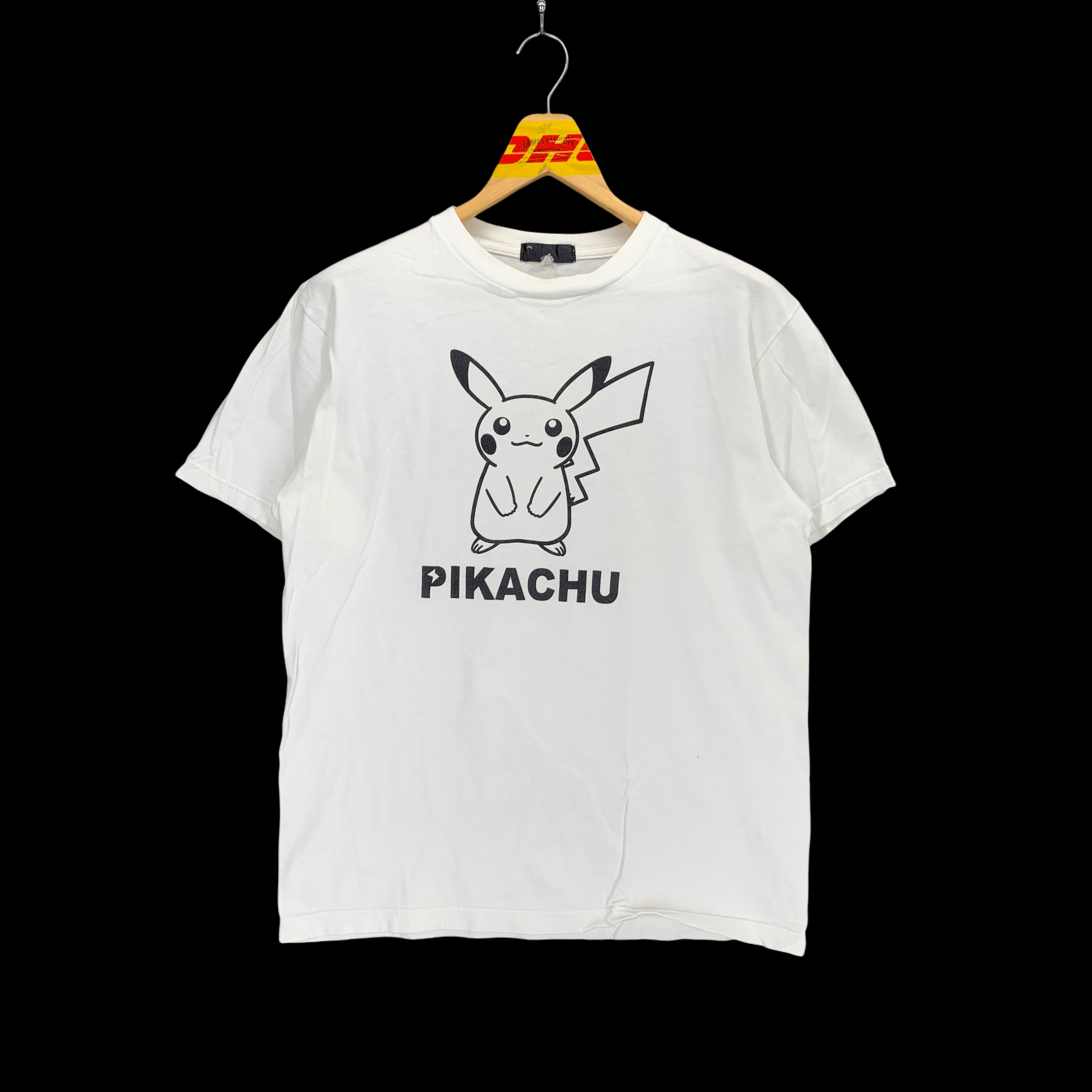 image of Anima x Movie Pokemon Pikachu Big Logo Tees 3167-110 in White, Men's (Size Medium)