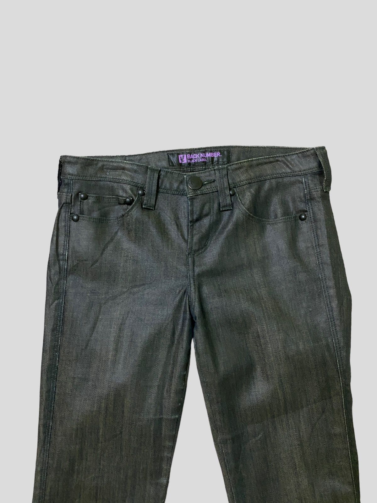 Japanese Brand × Vintage Waxed BACK NUMBER Skinny Low Rise Denim Size US 26 / EU 42 - 3 Thumbnail