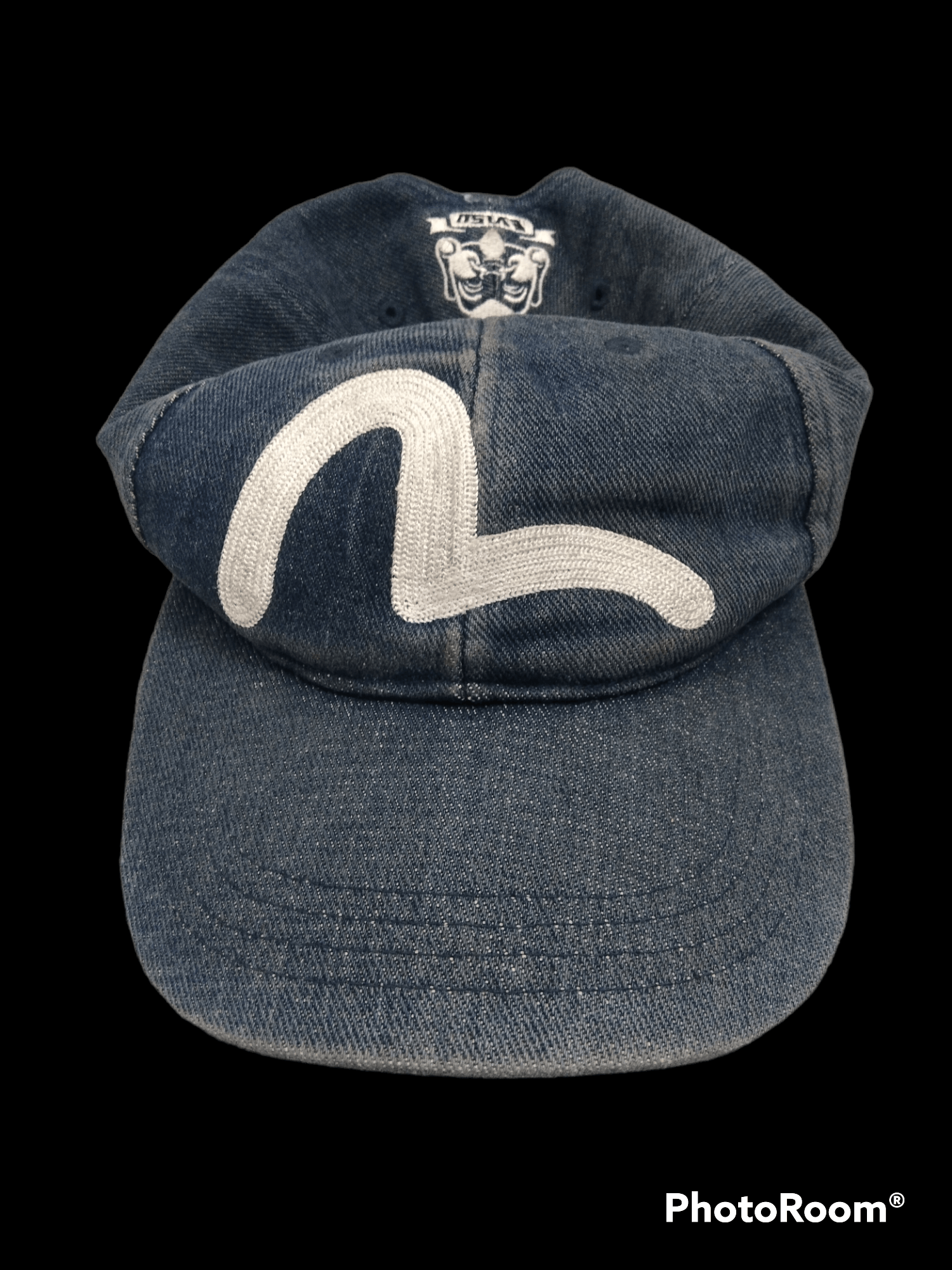 image of Cyber Weeksick Evisu Daicock Embroided Denim Hat in Blue Denim, Men's
