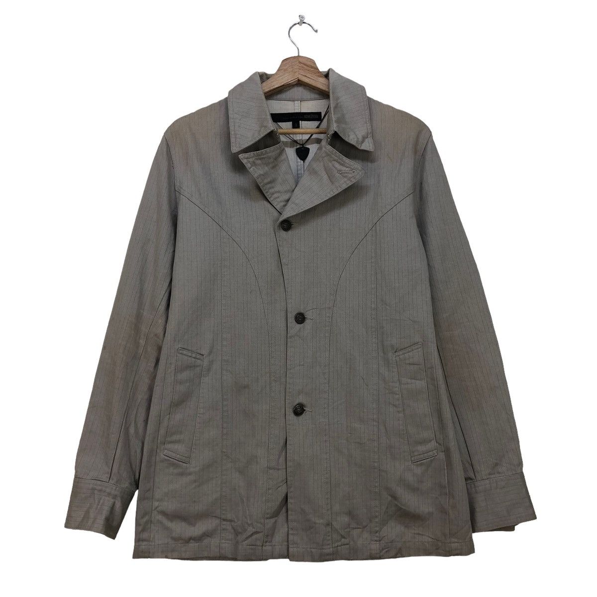 image of Individual Schlussel Schlussel Fabric Military Jacket in Beige, Men's (Size Medium)