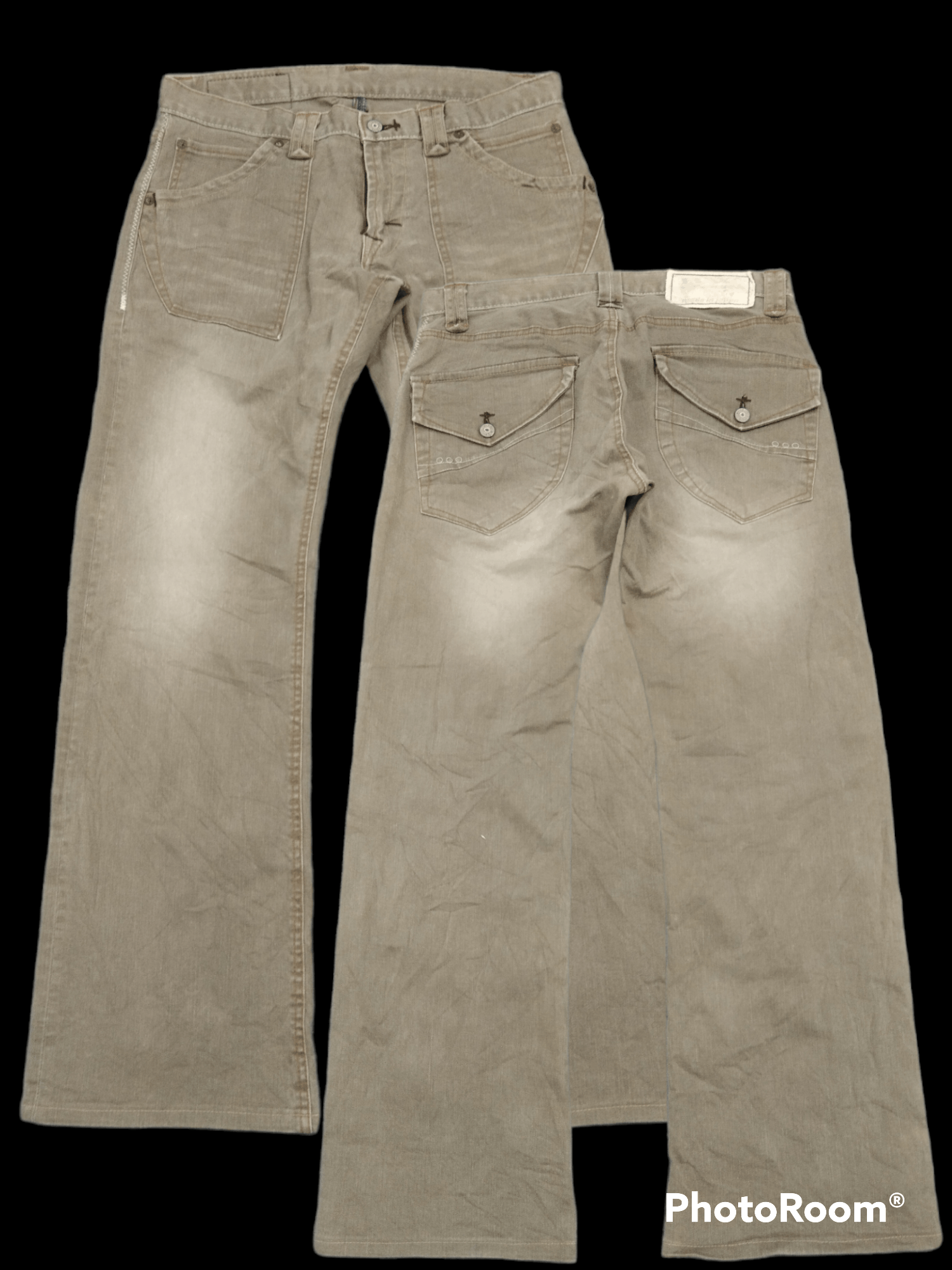 image of Distressed Denim x Hype Flare Washed Br0Wn Made In Nippon Pants in Brown, Men's (Size 32)