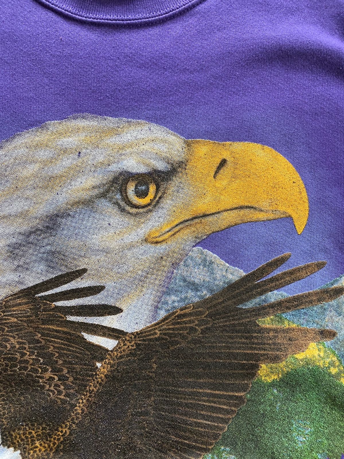 Vintage Vintage 90’s Bald Eagle Big Image Purple Crewneck Sweatshirt Size US L / EU 52-54 / 3 - 4 Thumbnail